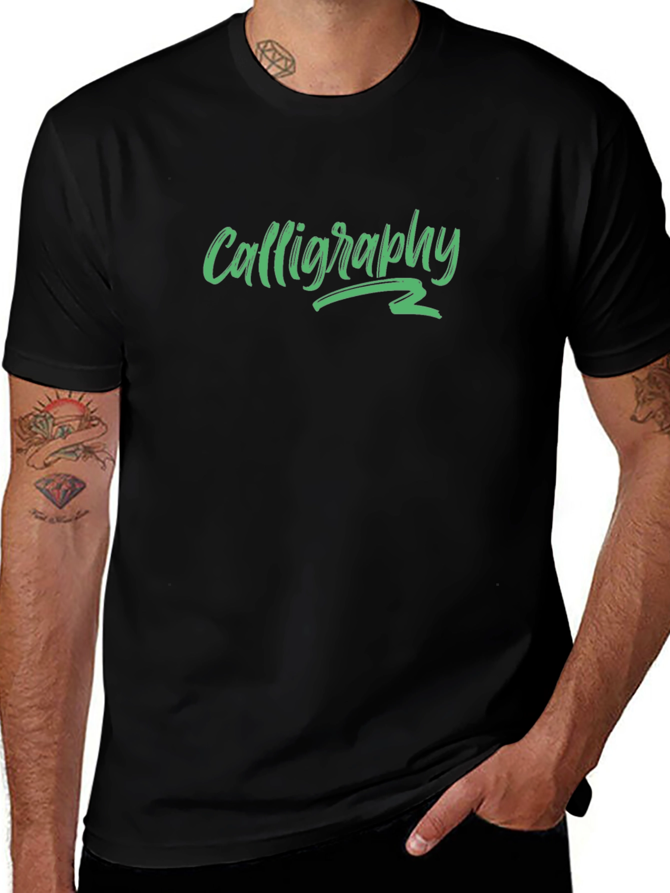 Calligraphy Graphic T-Shirt - Stylish Black Tee