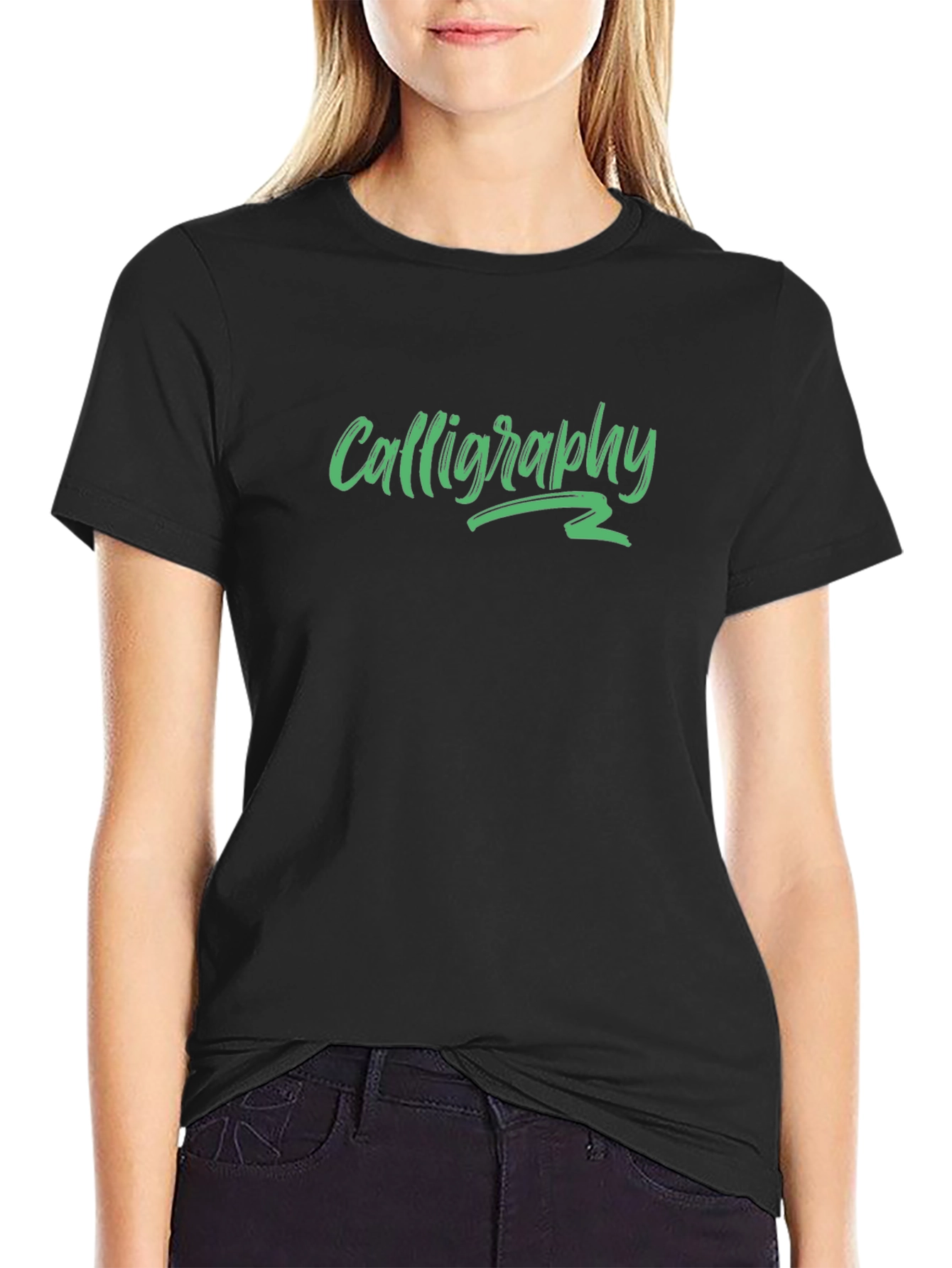 Calligraphy Graphic T-Shirt - Stylish Black Tee
