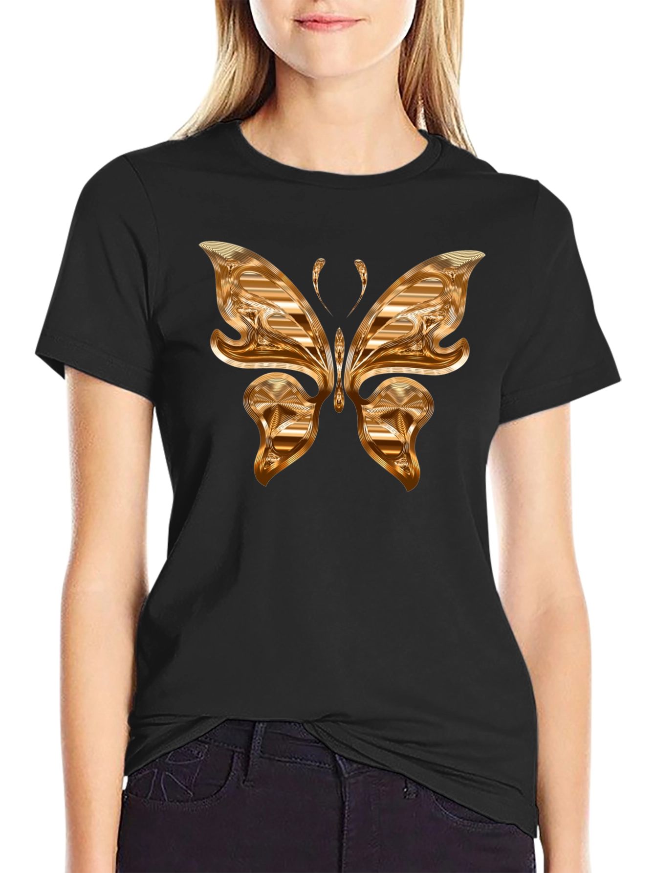 Golden Butterfly Graphic T-Shirt