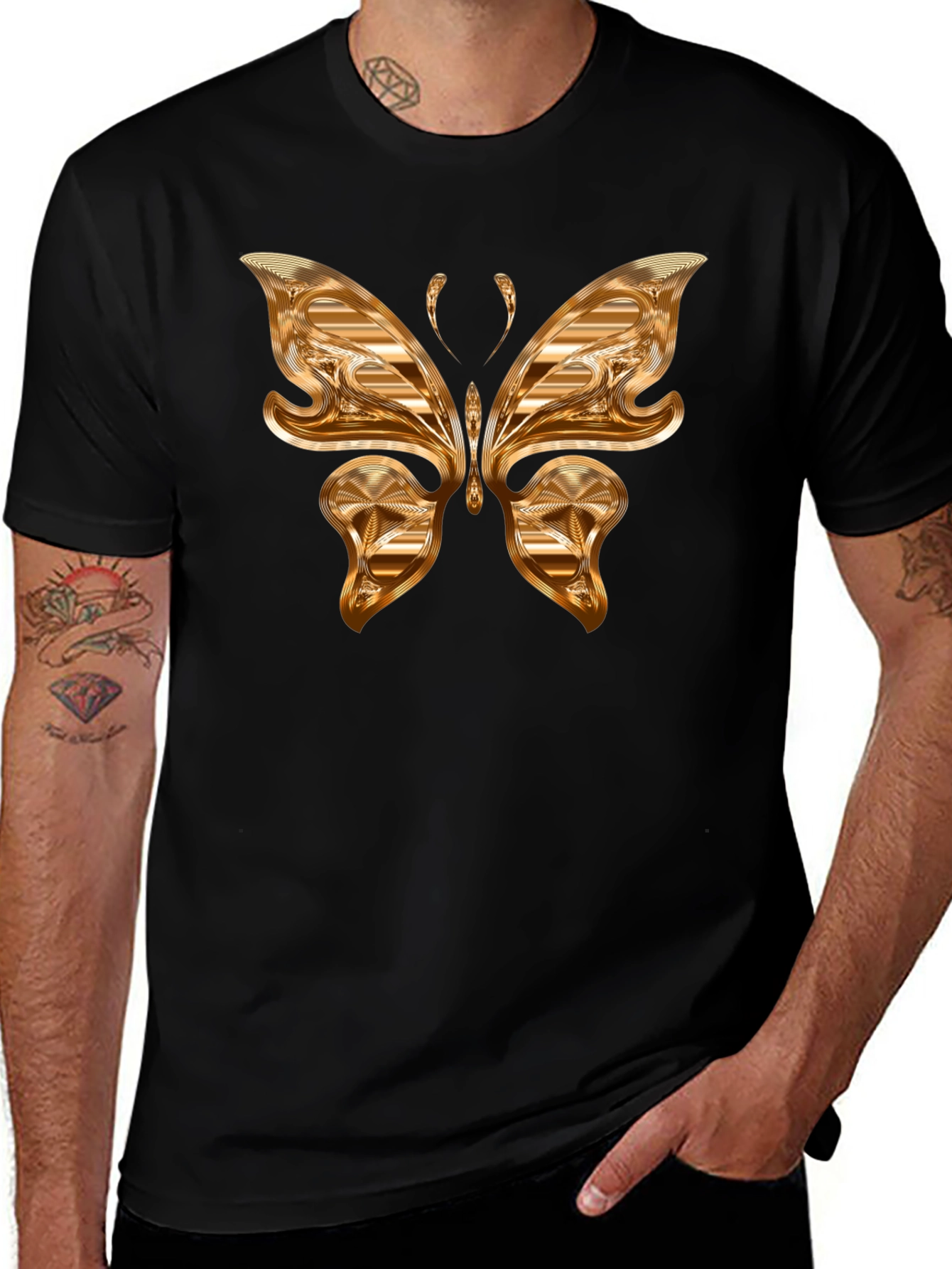 Golden Butterfly Graphic T-Shirt