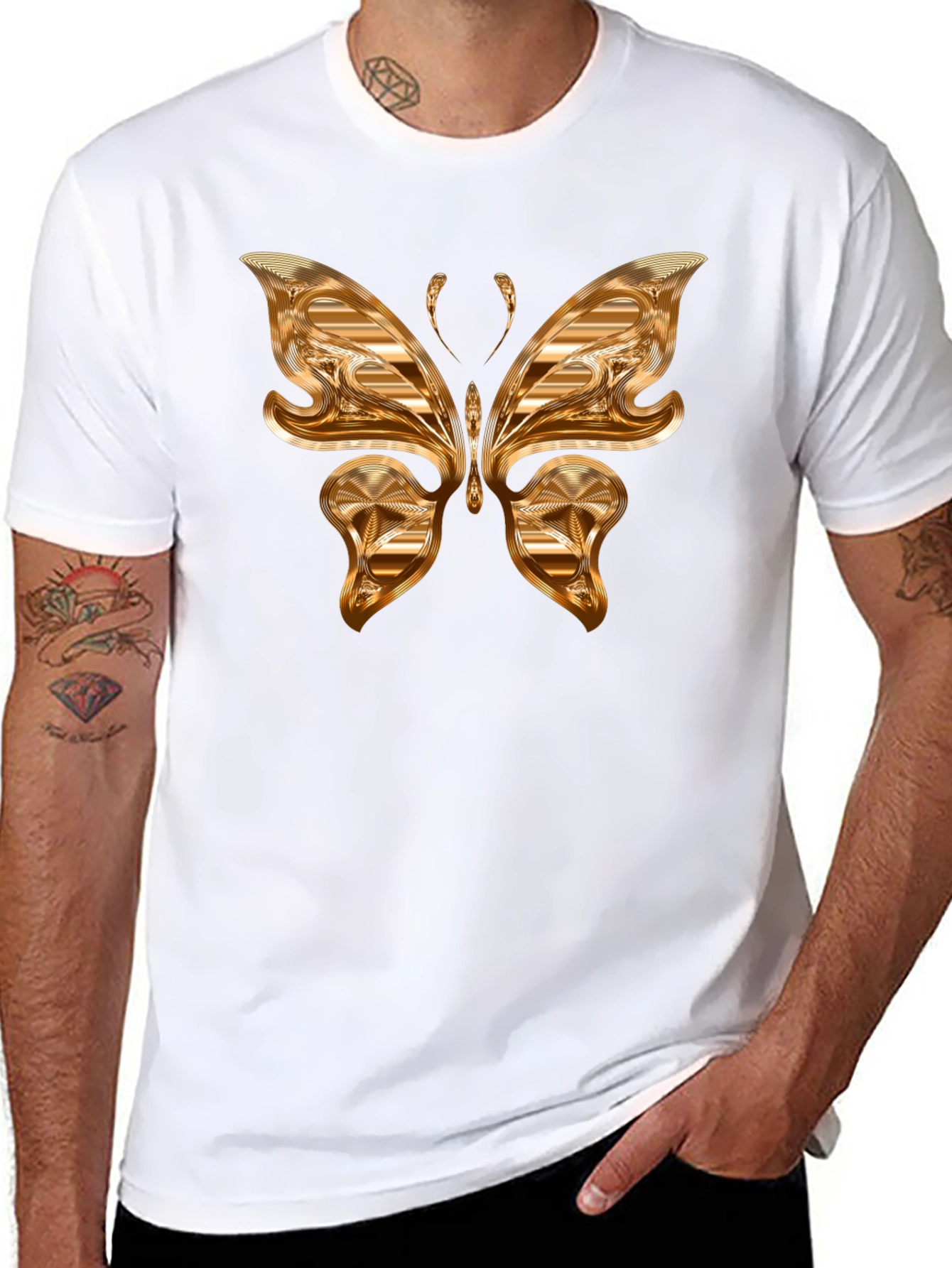 Golden Butterfly Graphic T-Shirt