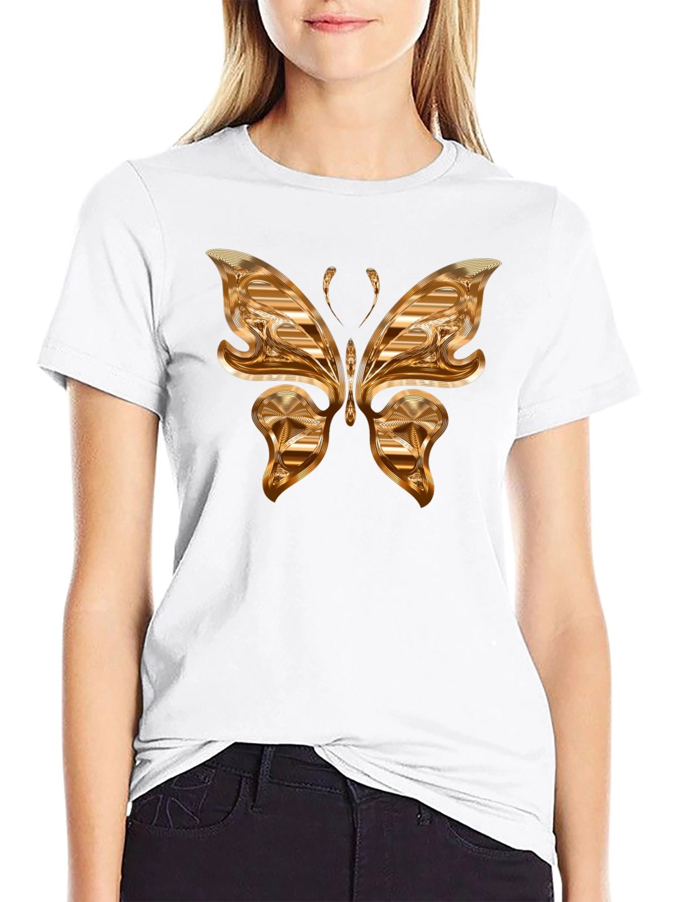 Golden Butterfly Graphic T-Shirt