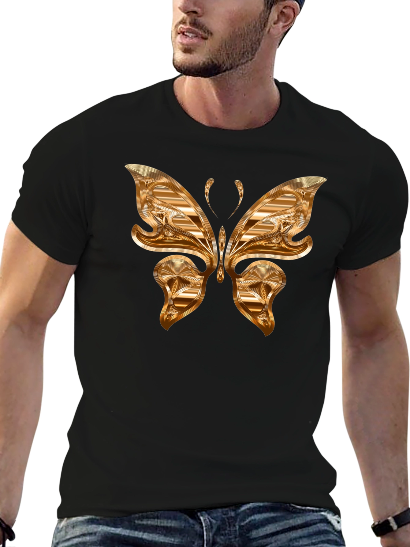 Golden Butterfly Graphic T-Shirt
