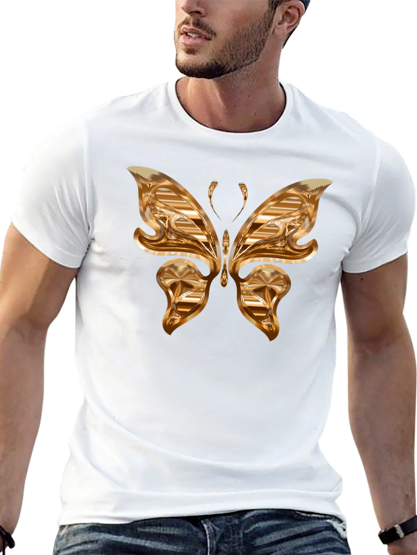 Golden Butterfly Graphic T-Shirt