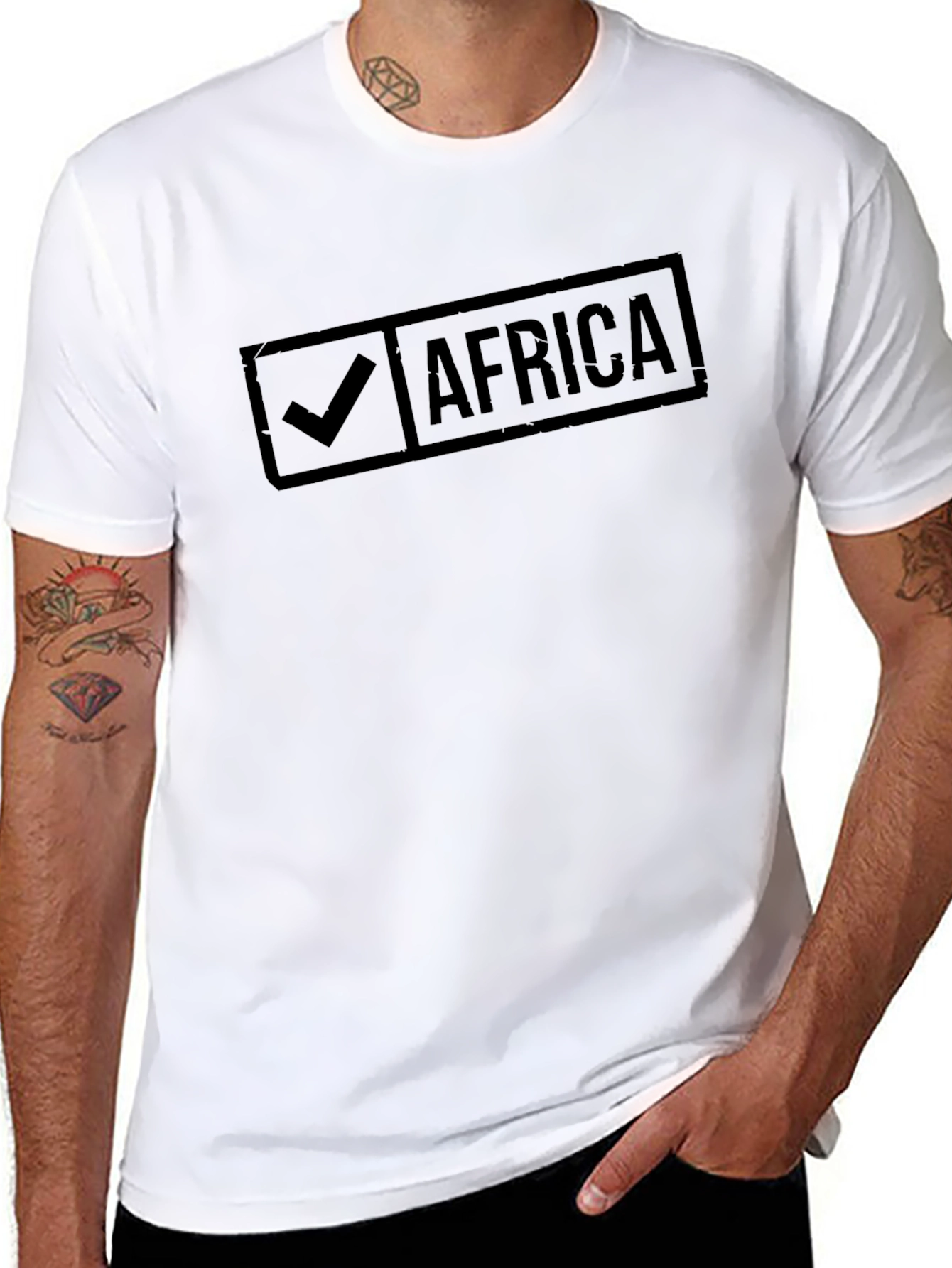 Africa Checkmark Graphic Tee - Black Cotton T-Shirt