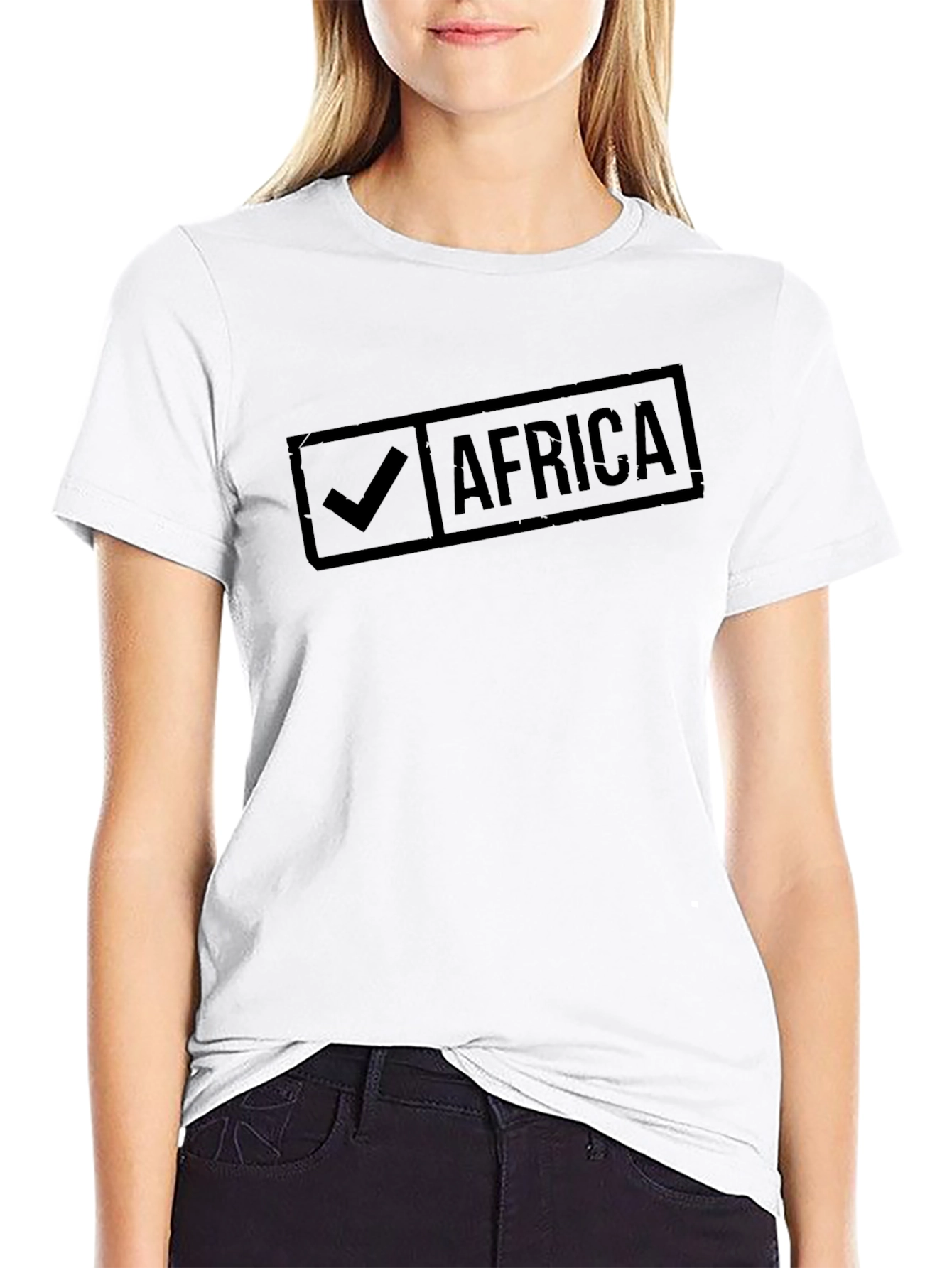 Africa Checkmark Graphic Tee - Black Cotton T-Shirt