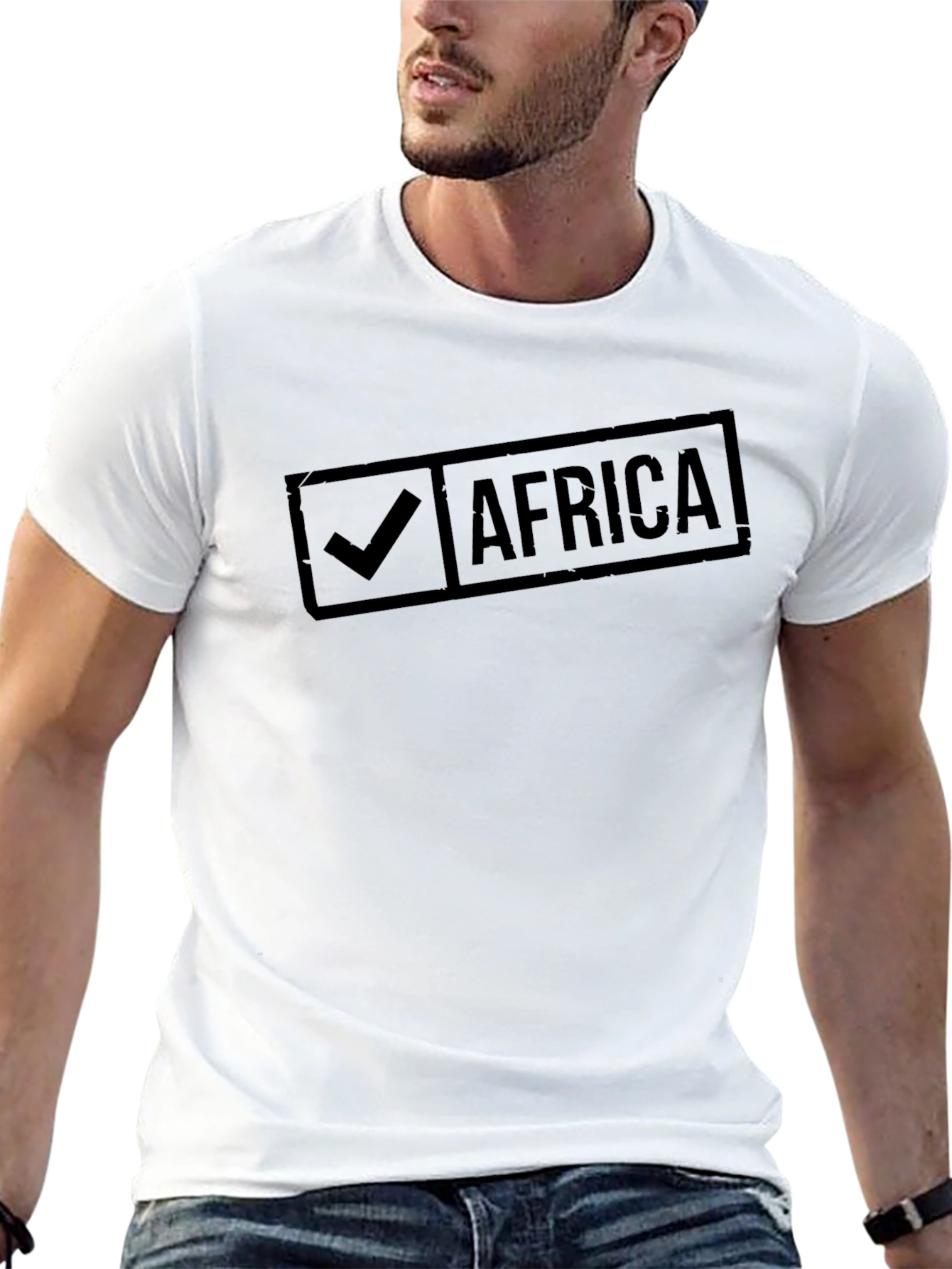 Africa Checkmark Graphic Tee - Black Cotton T-Shirt