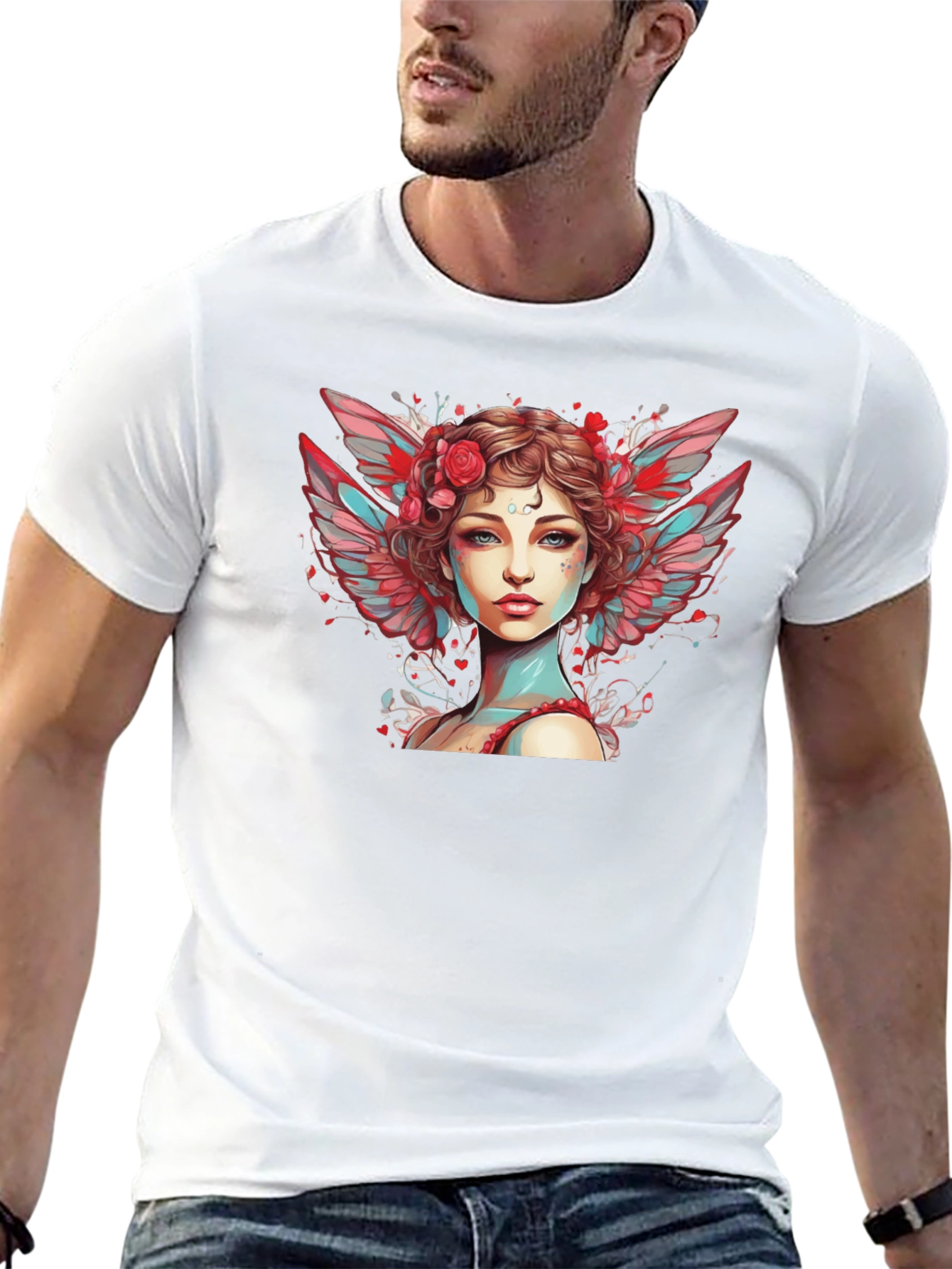 Angel Woman Graphic Tee - Black Cotton Blend
