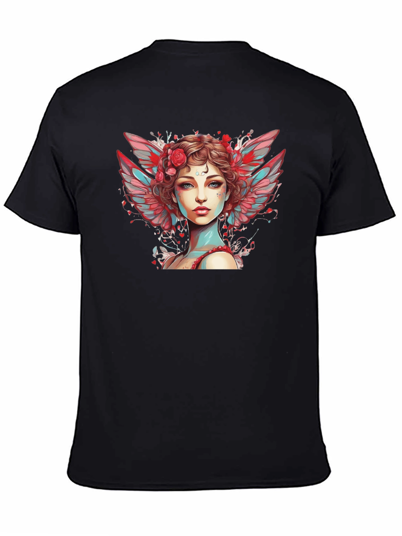 Angel Woman Graphic Tee - Black Cotton Blend