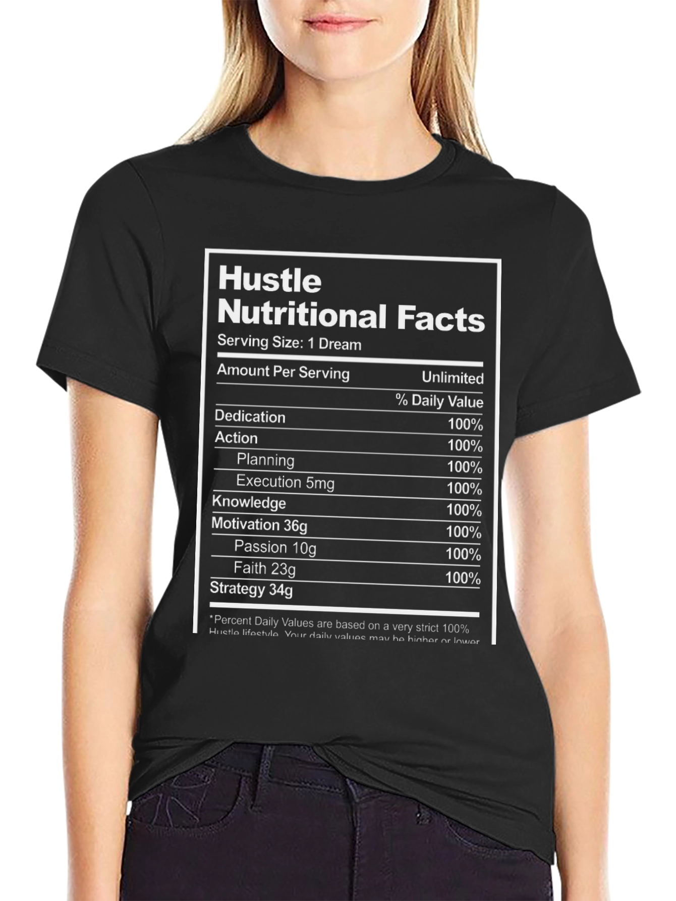 Hustle Nutritional Facts Black T-Shirt - Motivational Dream Apparel