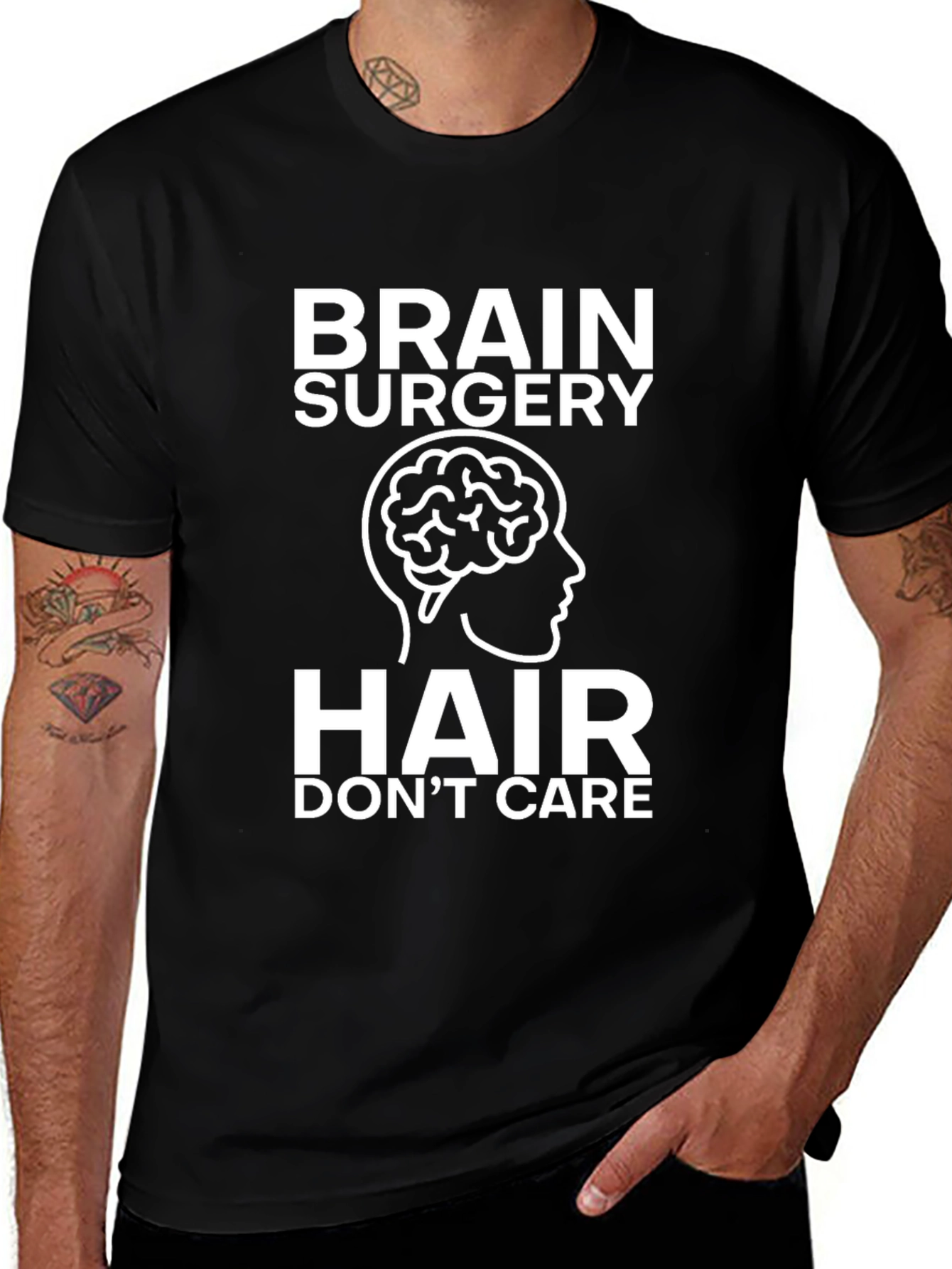 Brain Surgery Hair Dont Care Black T-Shirt