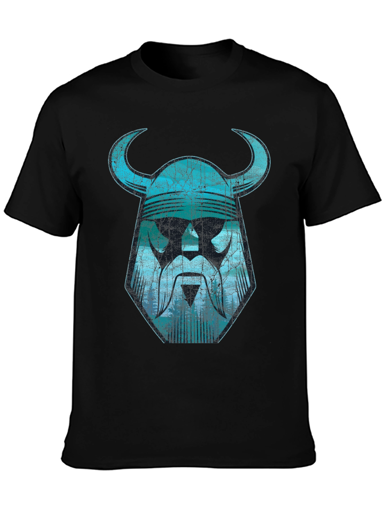 Viking Helmet Graphic Tee - Distressed Design
