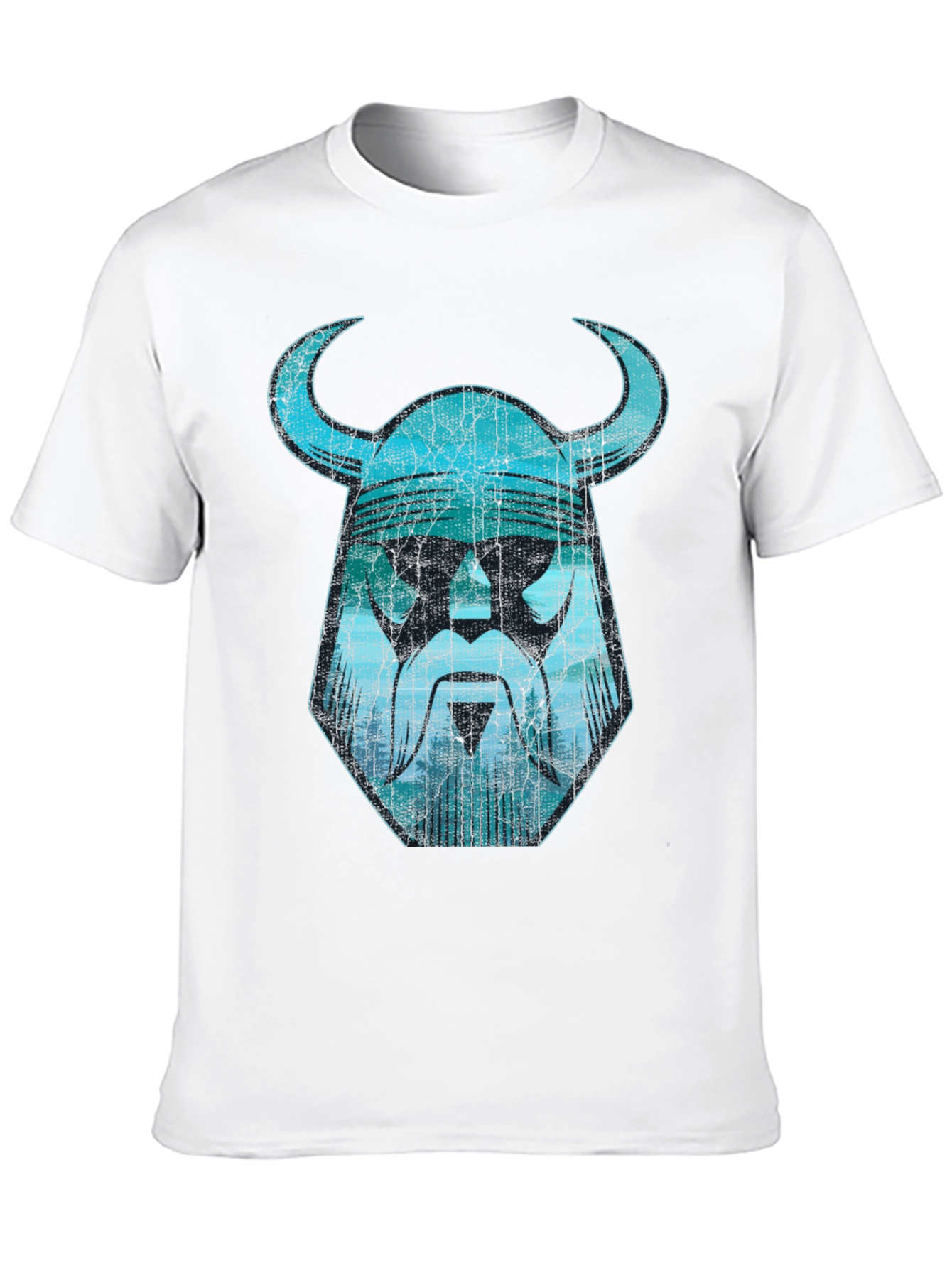 Viking Helmet Graphic Tee - Distressed Design