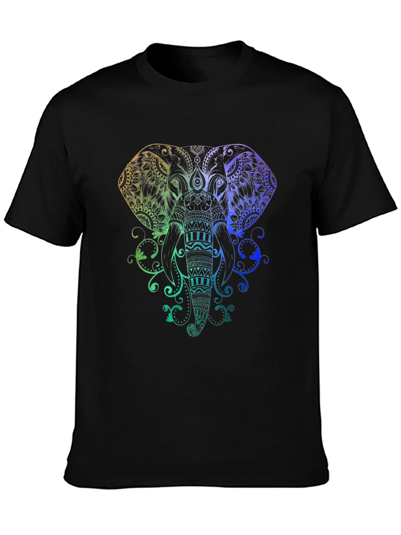 Elephant Mandala Graphic Tee - Black