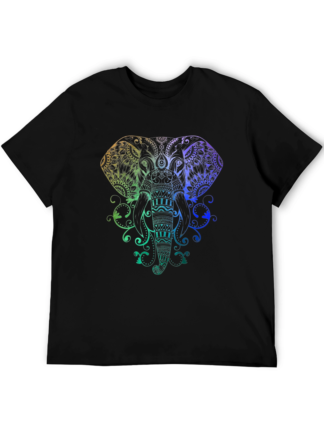 Elephant Mandala Graphic Tee - Black