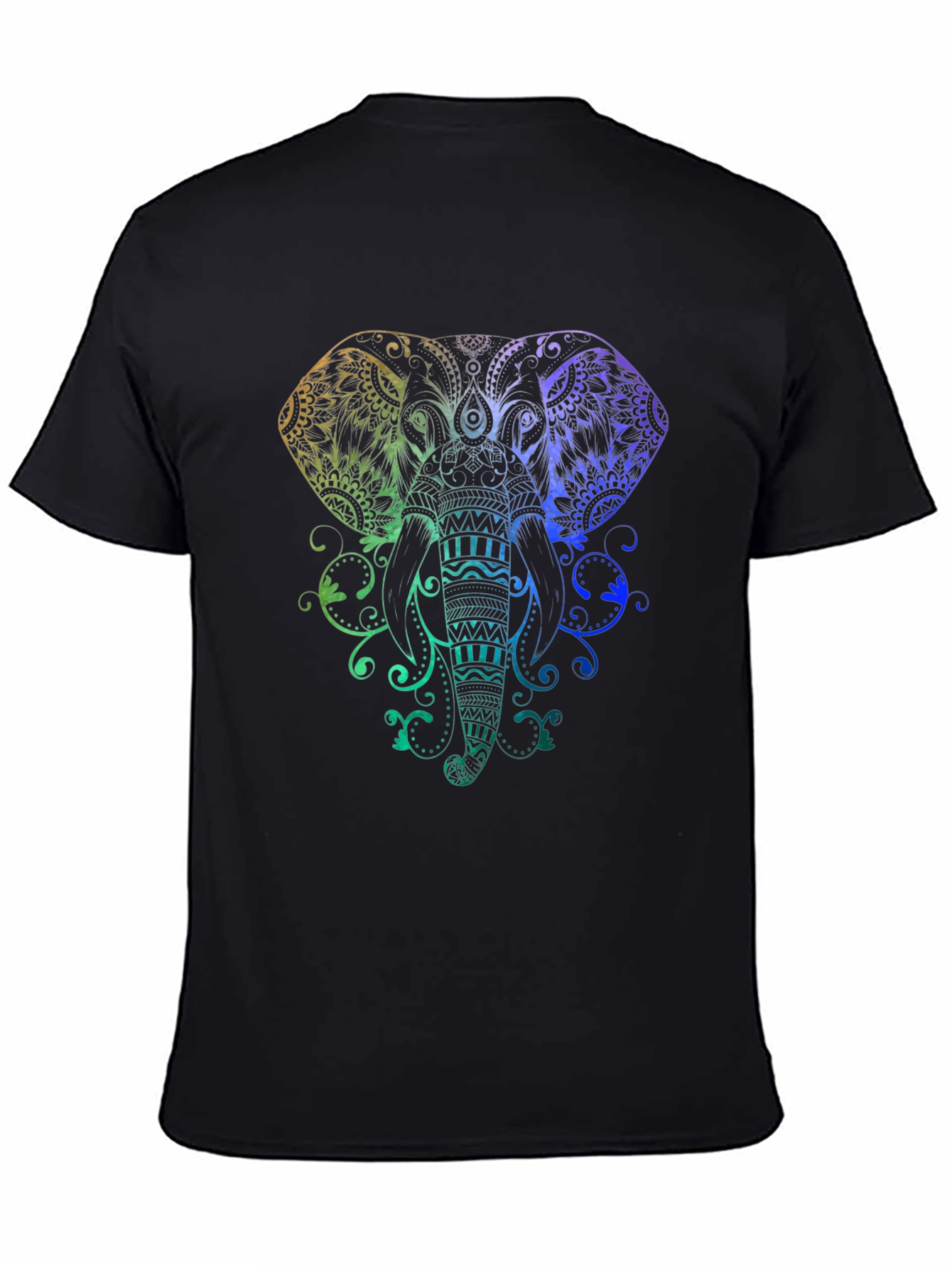 Elephant Mandala Graphic Tee - Black