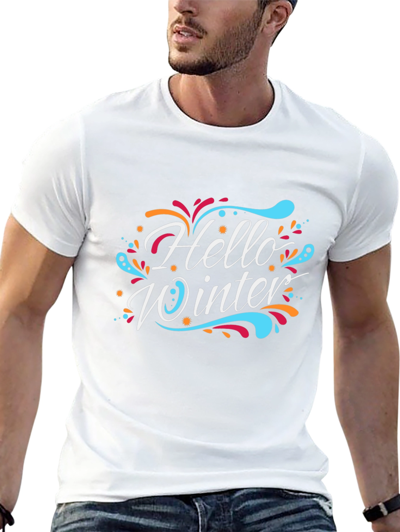 Hello Winter Graphic T-Shirt - Festive Holiday Apparel