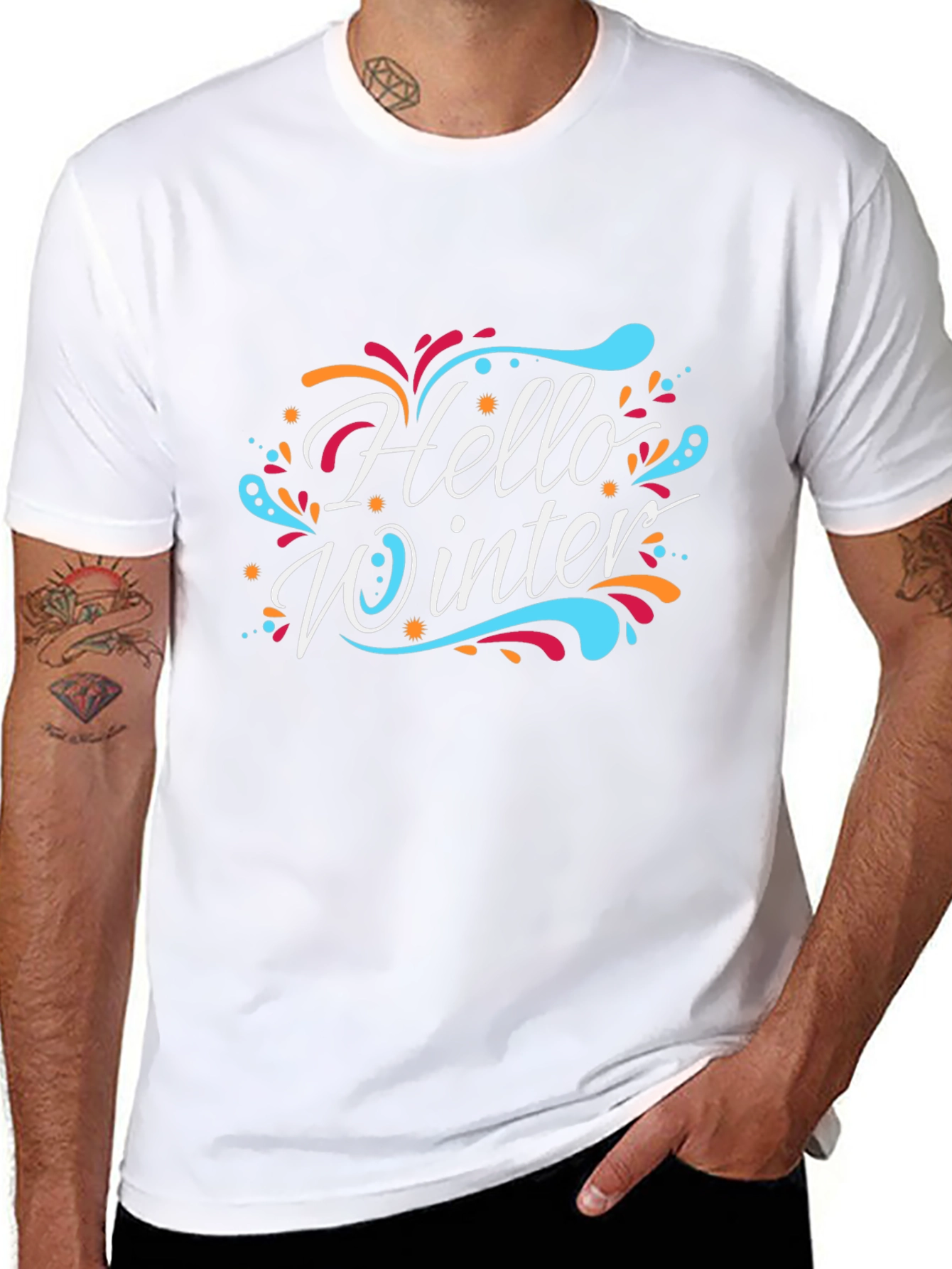 Hello Winter Graphic T-Shirt - Festive Holiday Apparel