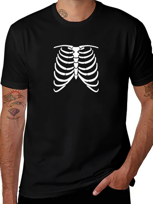 Skeleton Rib Cage Graphic Tee - Black Halloween Costume Shirt