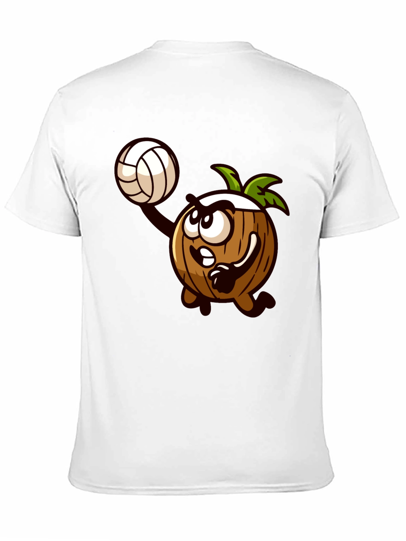 Coconut Volleyball Cartoon Black T-Shirt