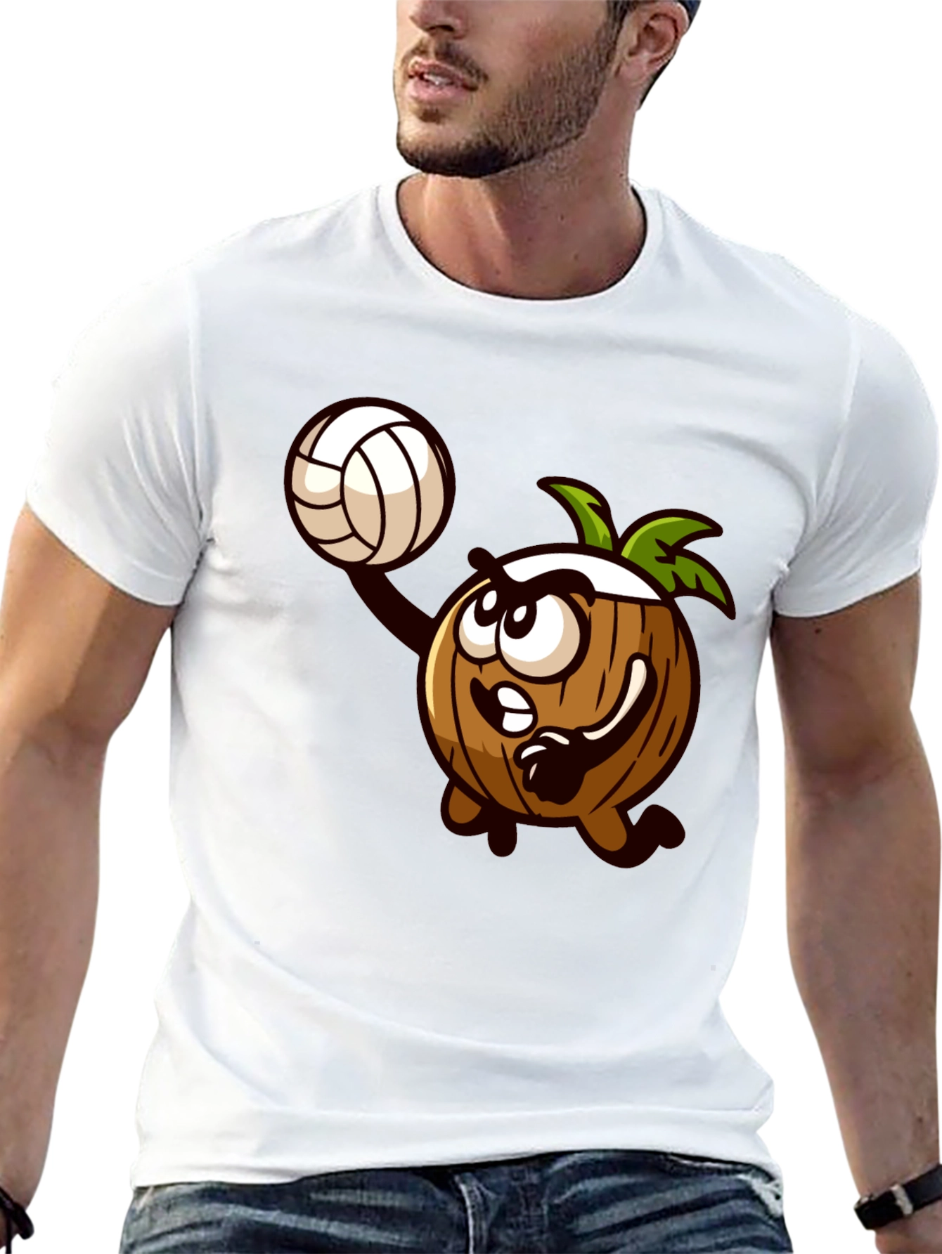 Coconut Volleyball Cartoon Black T-Shirt
