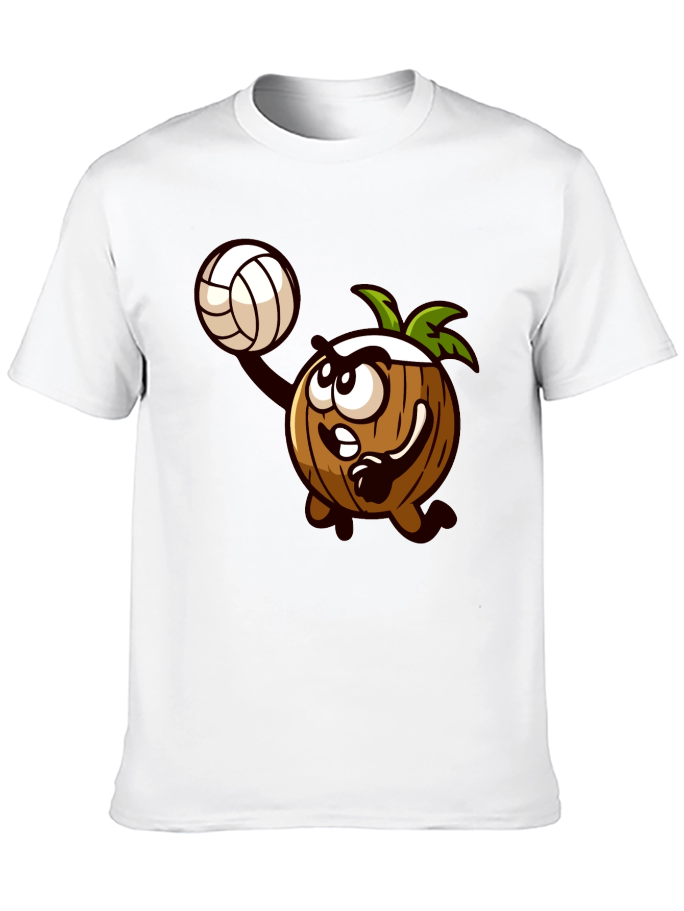 Coconut Volleyball Cartoon Black T-Shirt