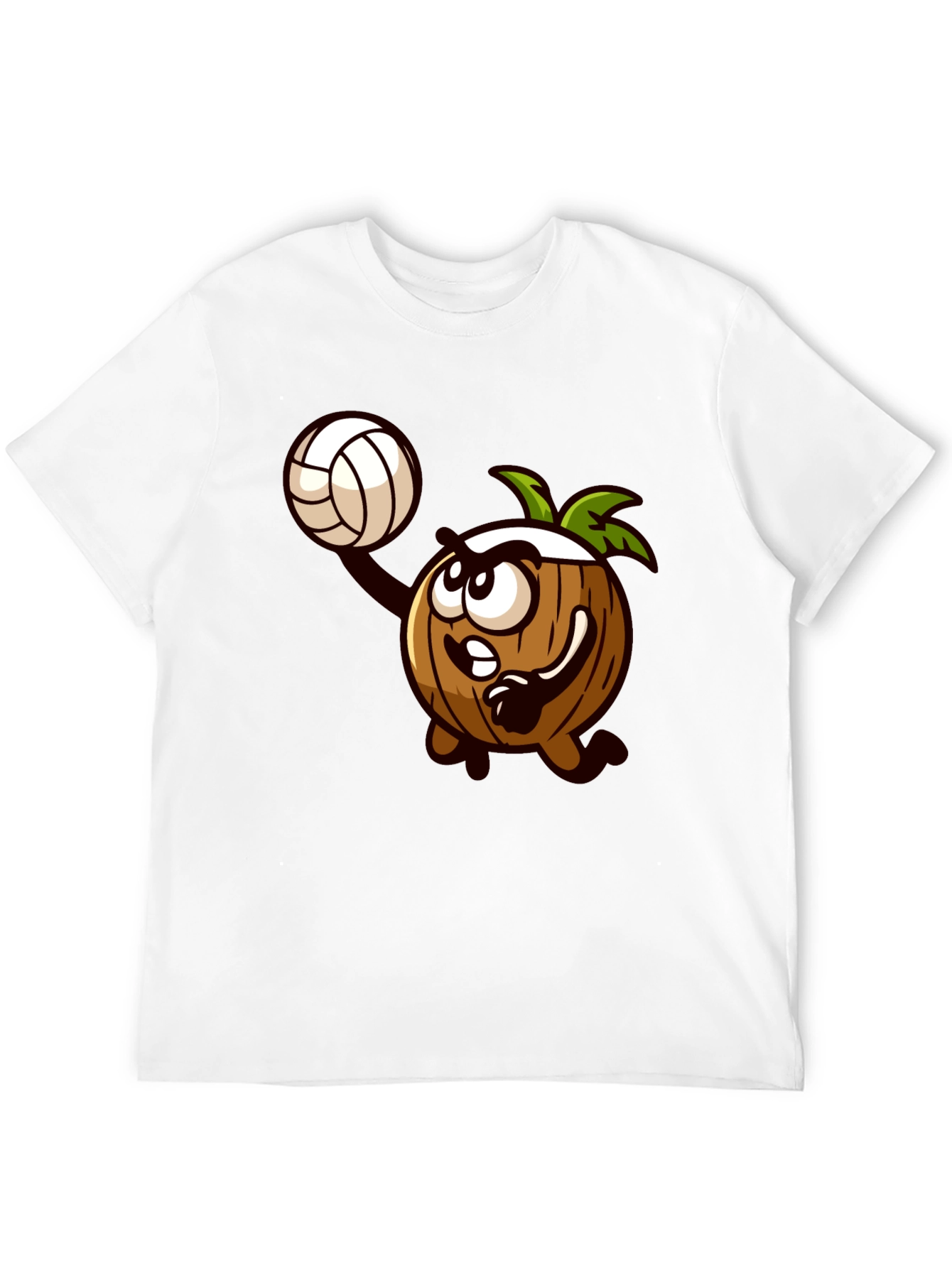 Coconut Volleyball Cartoon Black T-Shirt