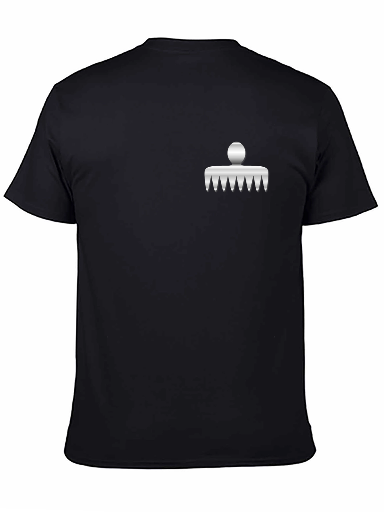 Mens Black T-Shirt with Novelty Comb Design