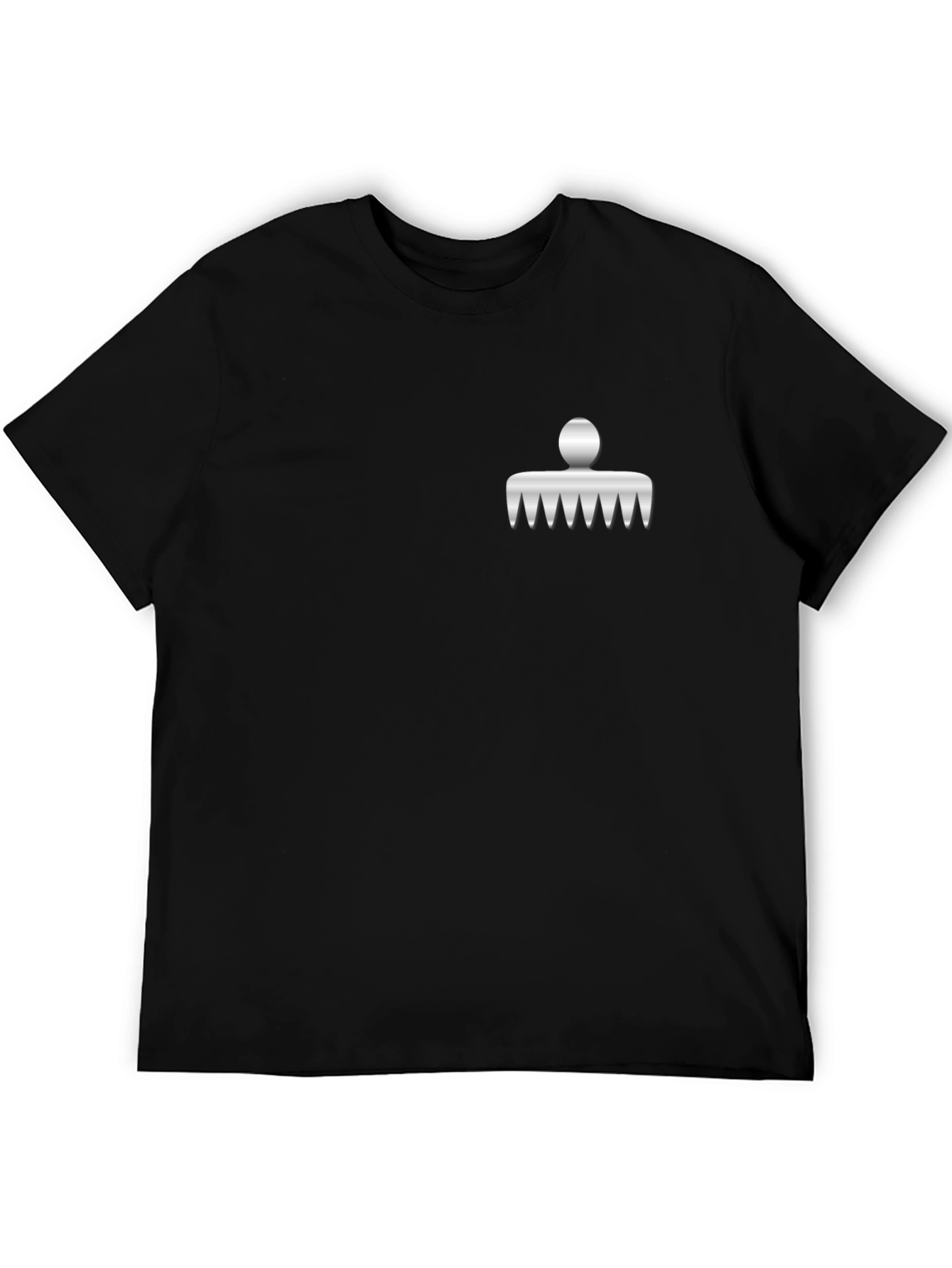 Mens Black T-Shirt with Novelty Comb Design