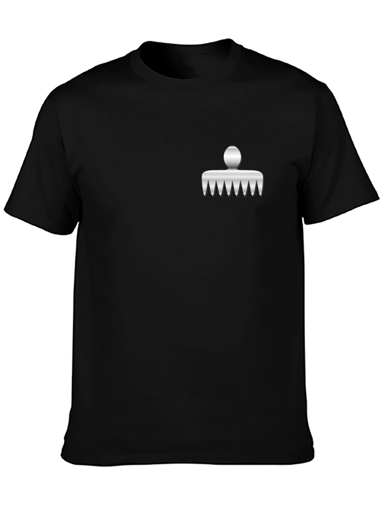 Mens Black T-Shirt with Novelty Comb Design