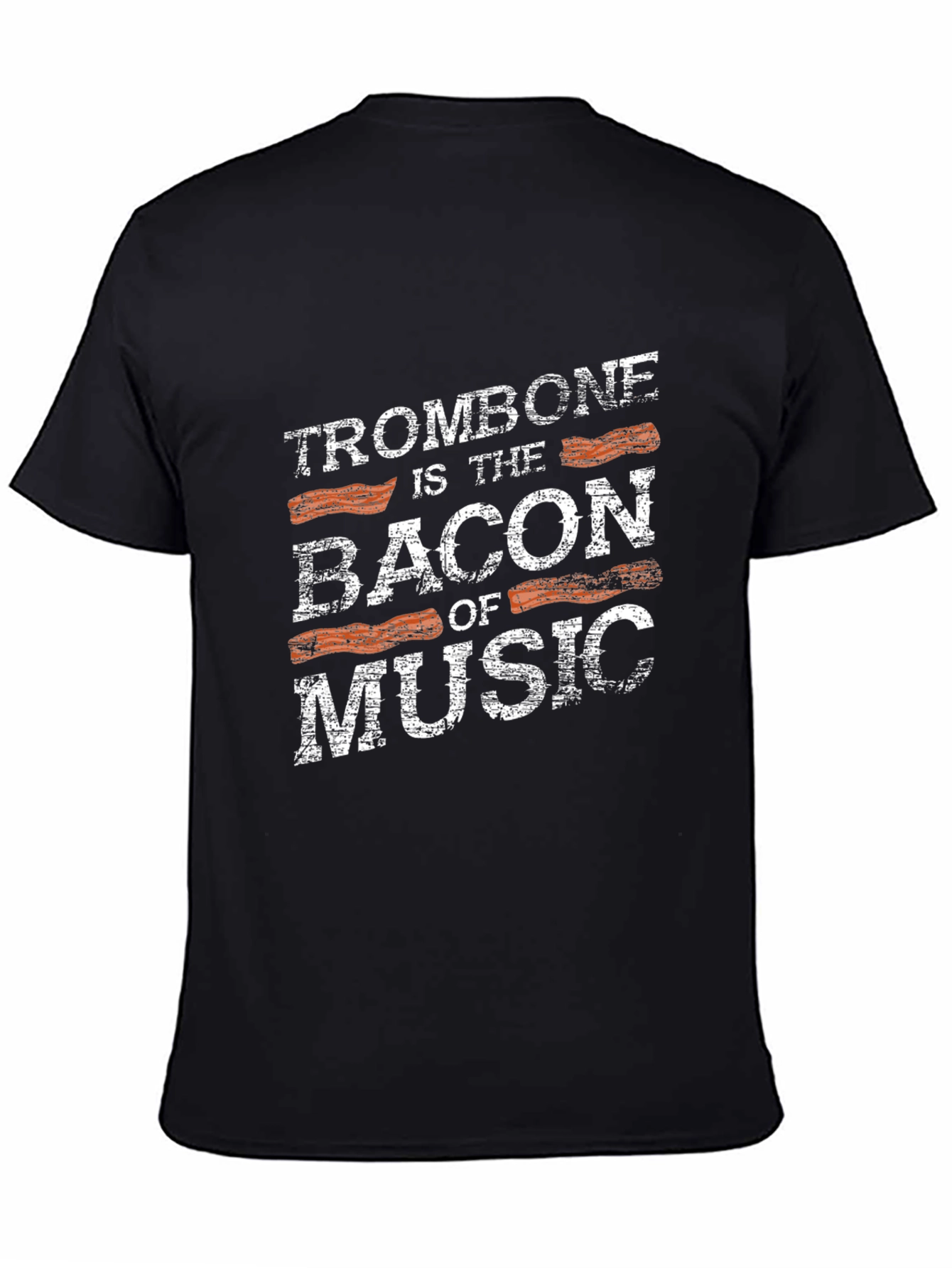 Trombone Bacon of Music Black Graphic Tee