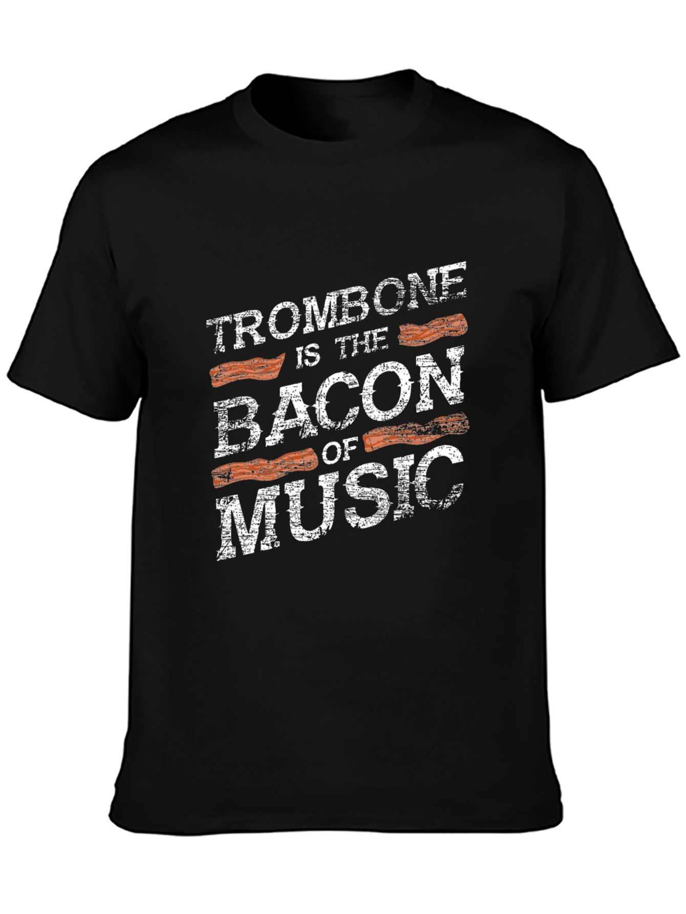 Trombone Bacon of Music Black Graphic Tee
