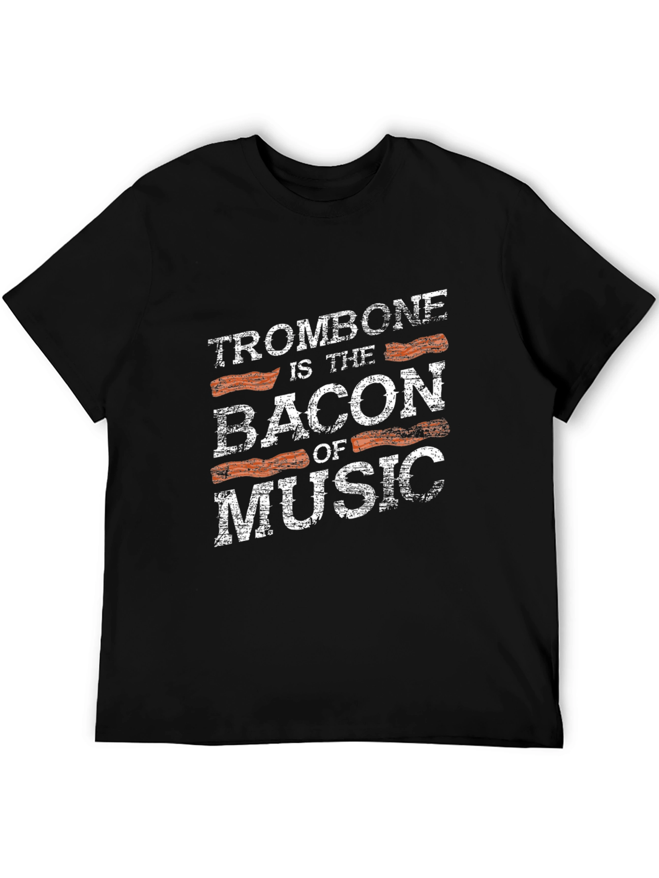 Trombone Bacon of Music Black Graphic Tee