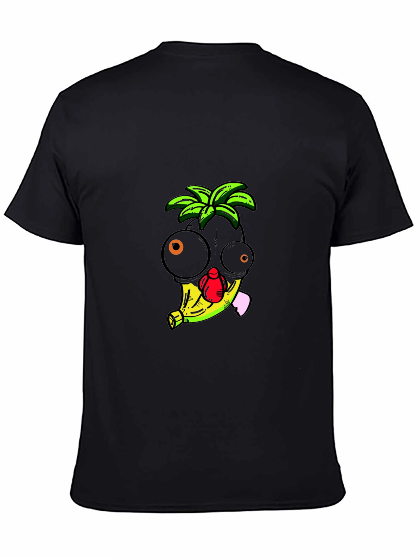 Funky Banana Head Graphic T-Shirt - Black