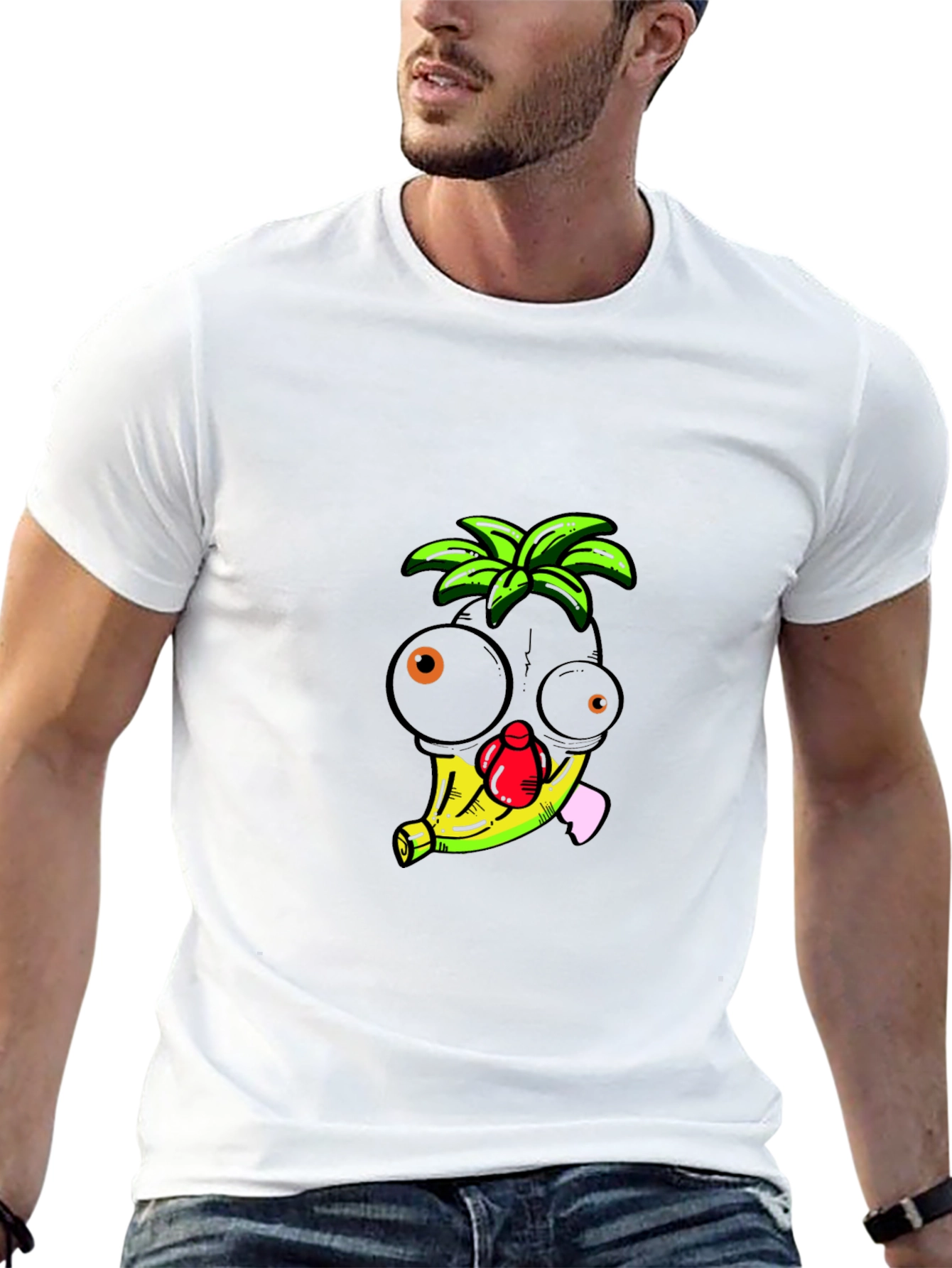 Funky Banana Head Graphic T-Shirt - Black