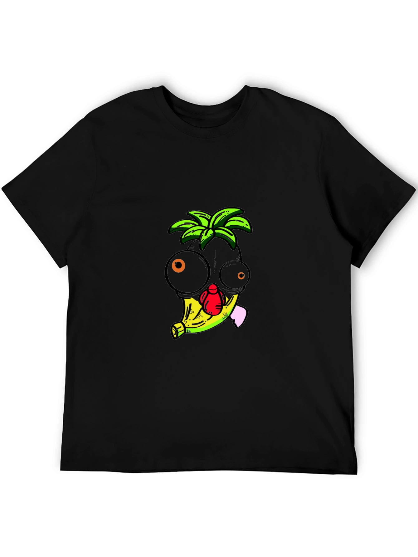 Funky Banana Head Graphic T-Shirt - Black