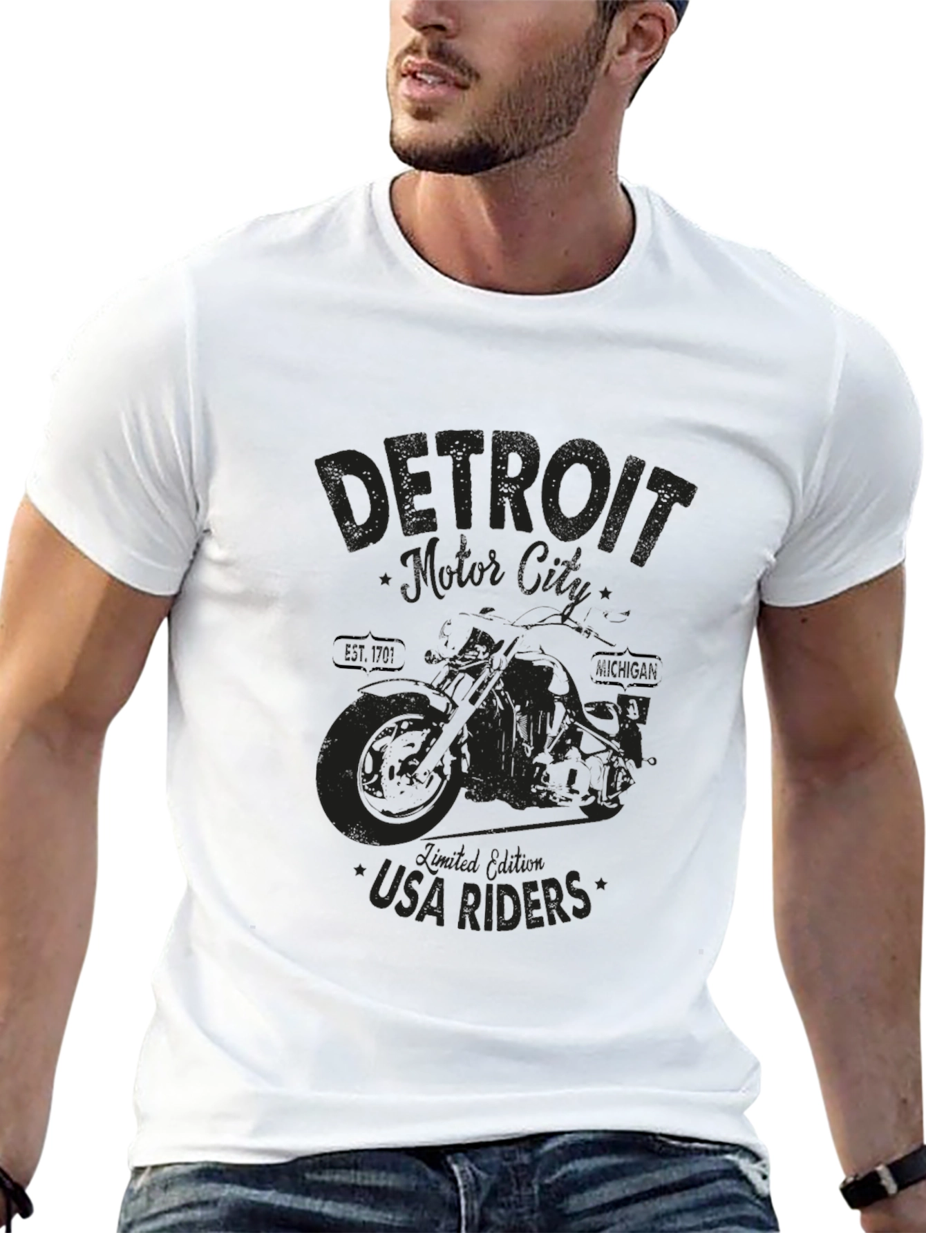 Detroit Motor City USA Riders Graphic T-Shirt