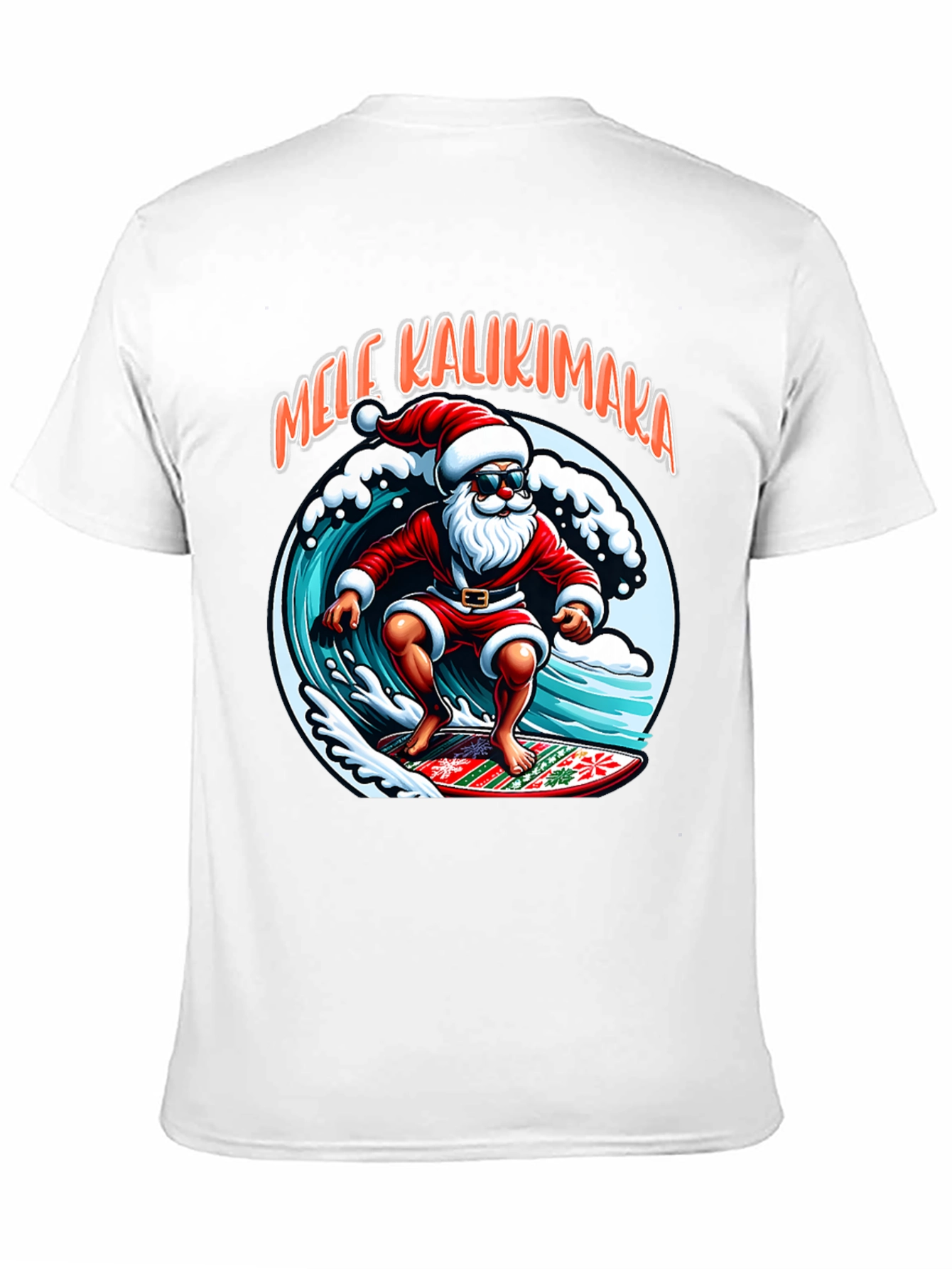 Surfing Santa Mele Kalikimaka Graphic Tee