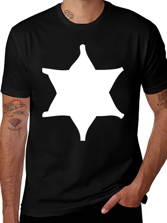 Sheriff Star Graphic Tee - Black Cotton Blend Shirt