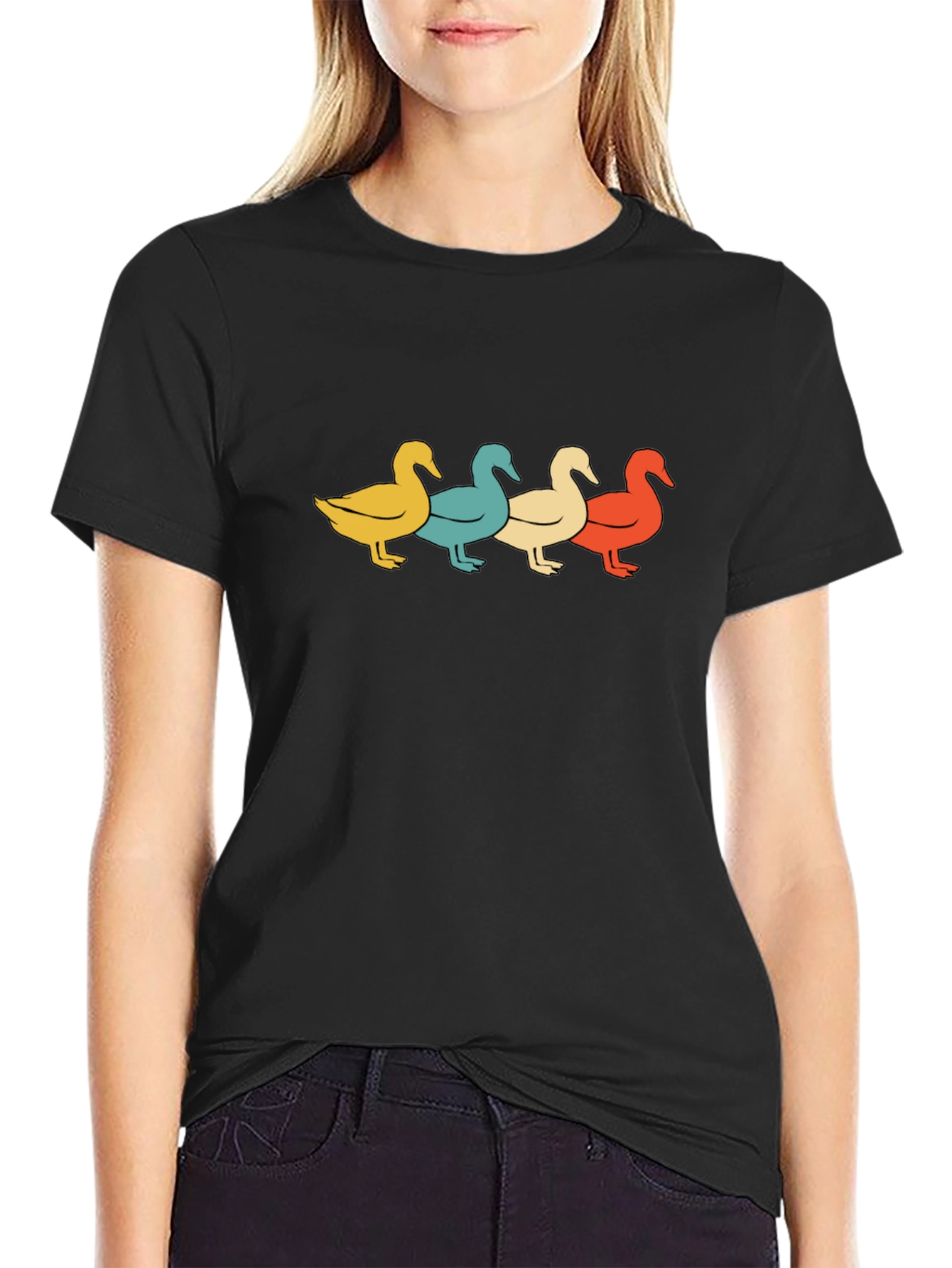 Retro Duck T-Shirt: Four Ducks in a Row
