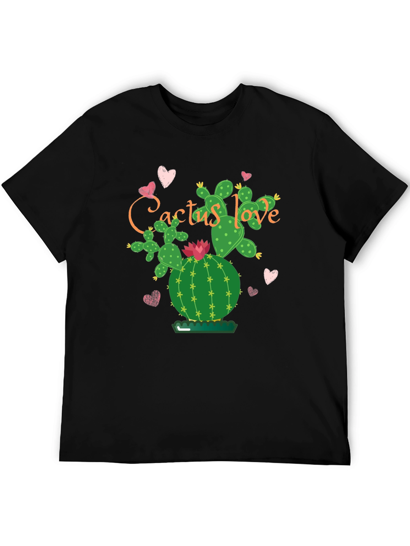Cactus Love Graphic Tee - Stylish Black T-Shirt