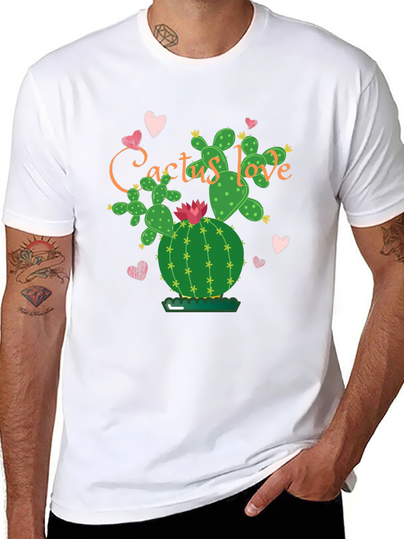Cactus Love Graphic Tee - Stylish Black T-Shirt