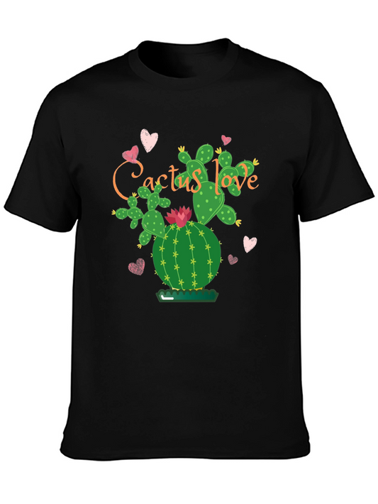 Cactus Love Graphic Tee - Stylish Black T-Shirt