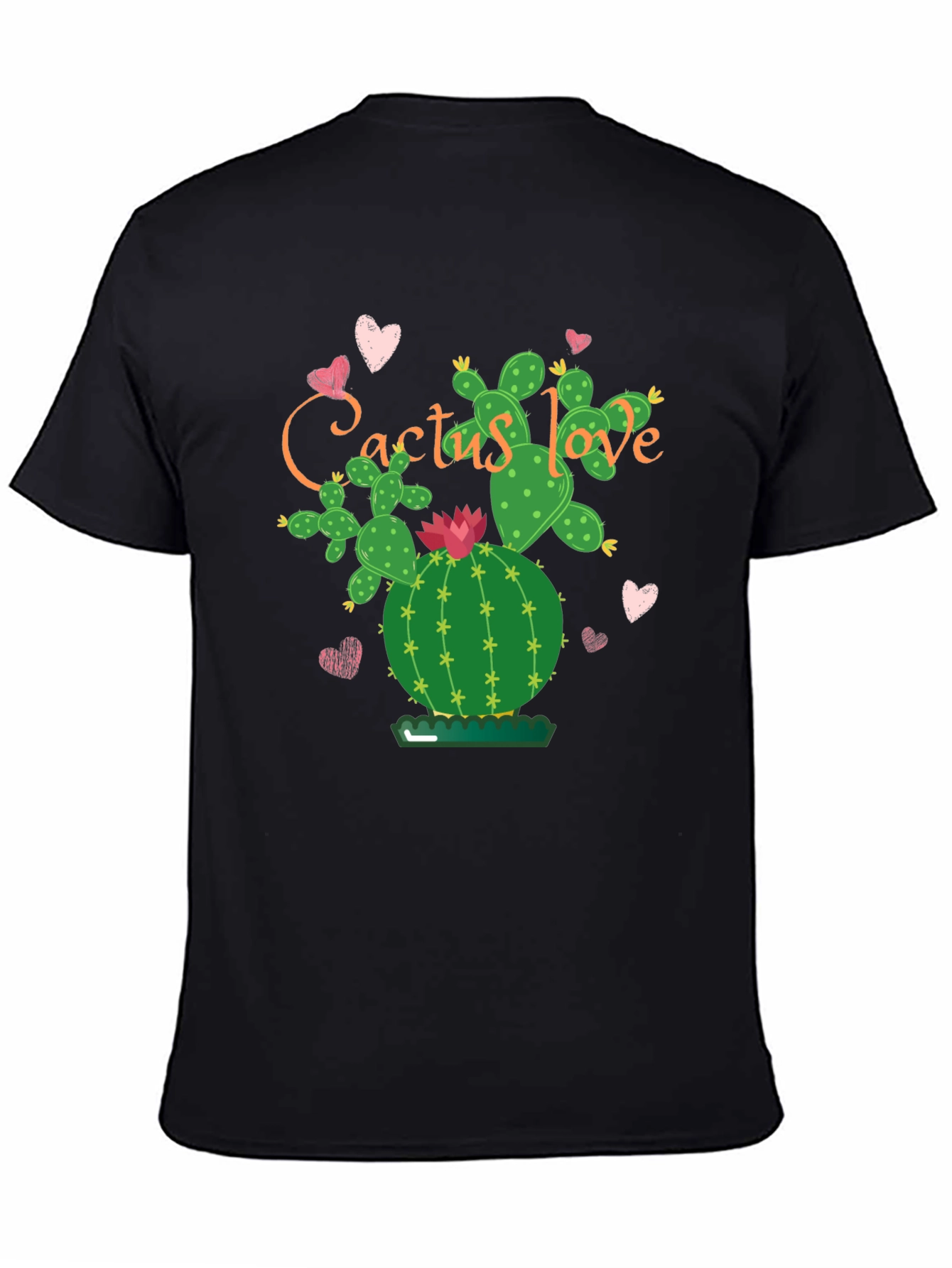 Cactus Love Graphic Tee - Stylish Black T-Shirt