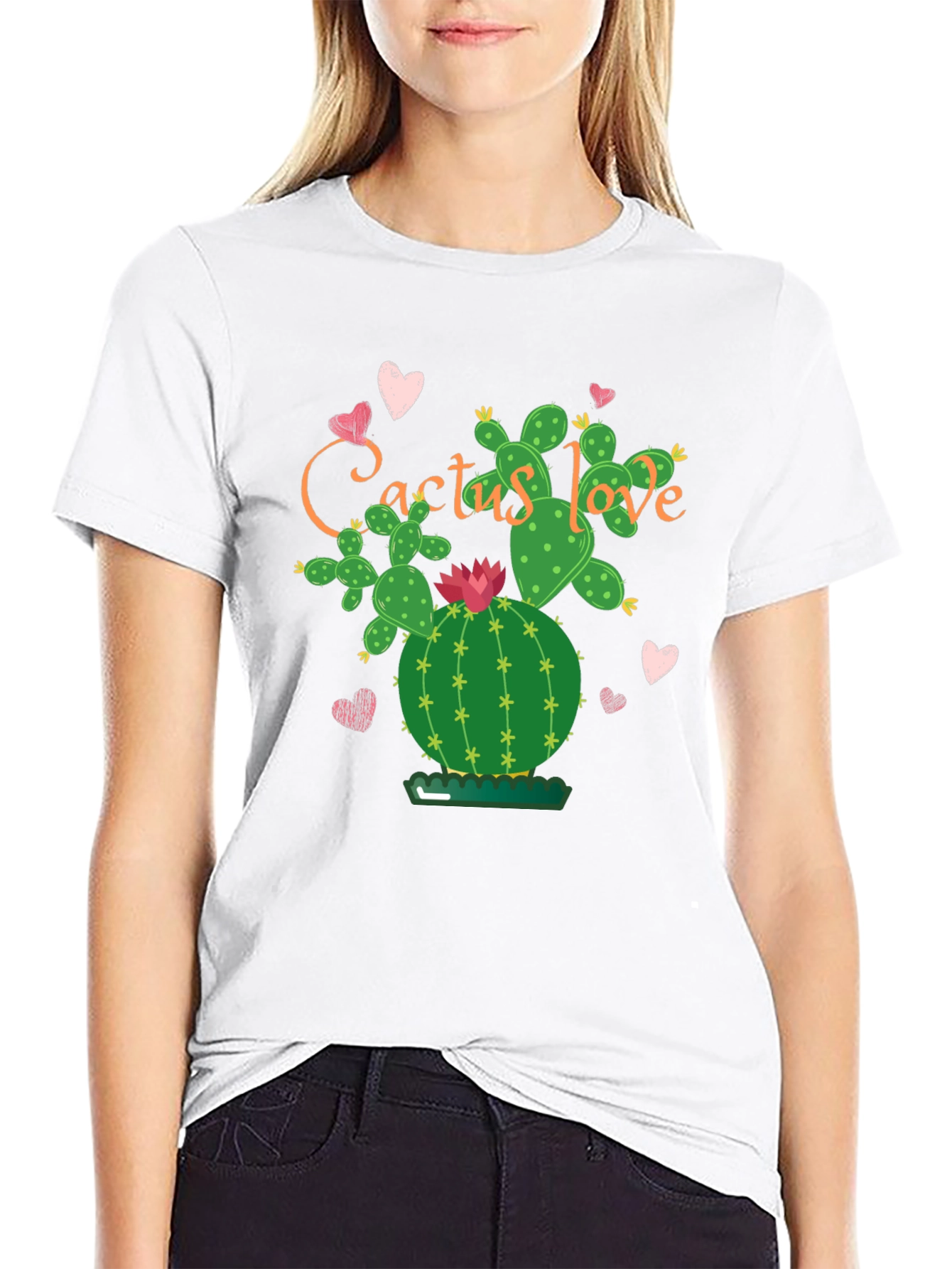 Cactus Love Graphic Tee - Stylish Black T-Shirt