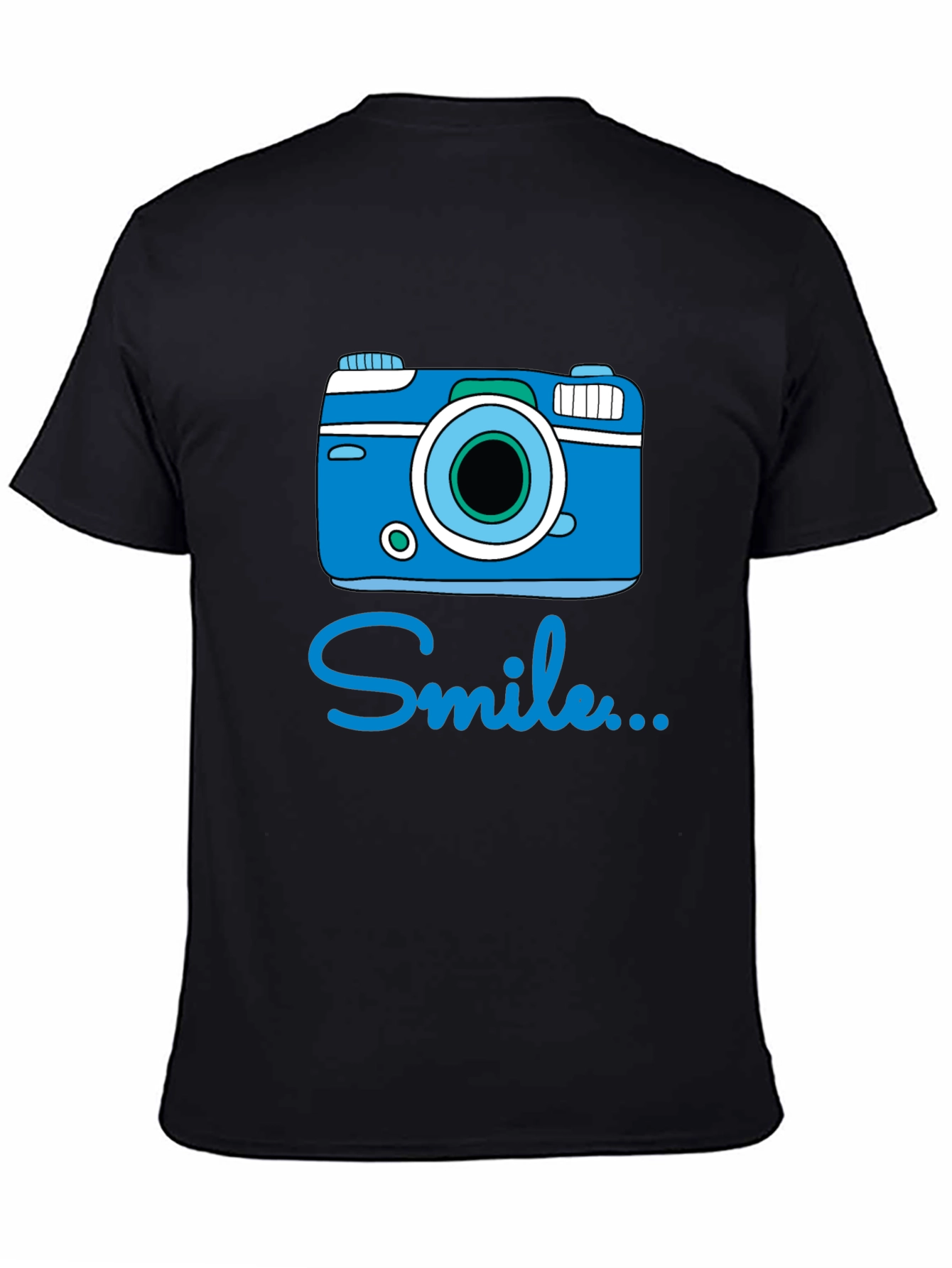 Smile Camera Graphic T-Shirt - Black Cotton Tee