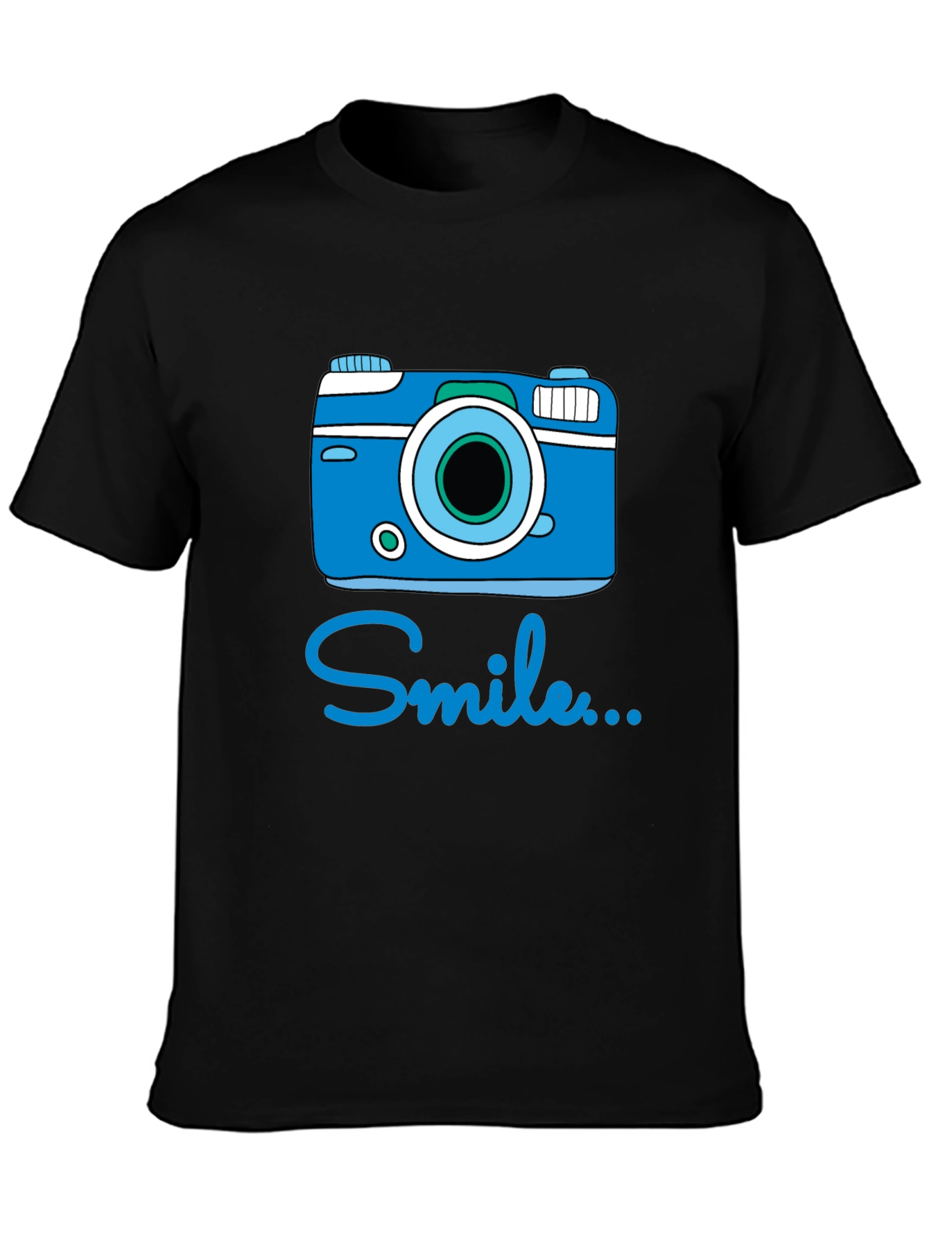 Smile Camera Graphic T-Shirt - Black Cotton Tee