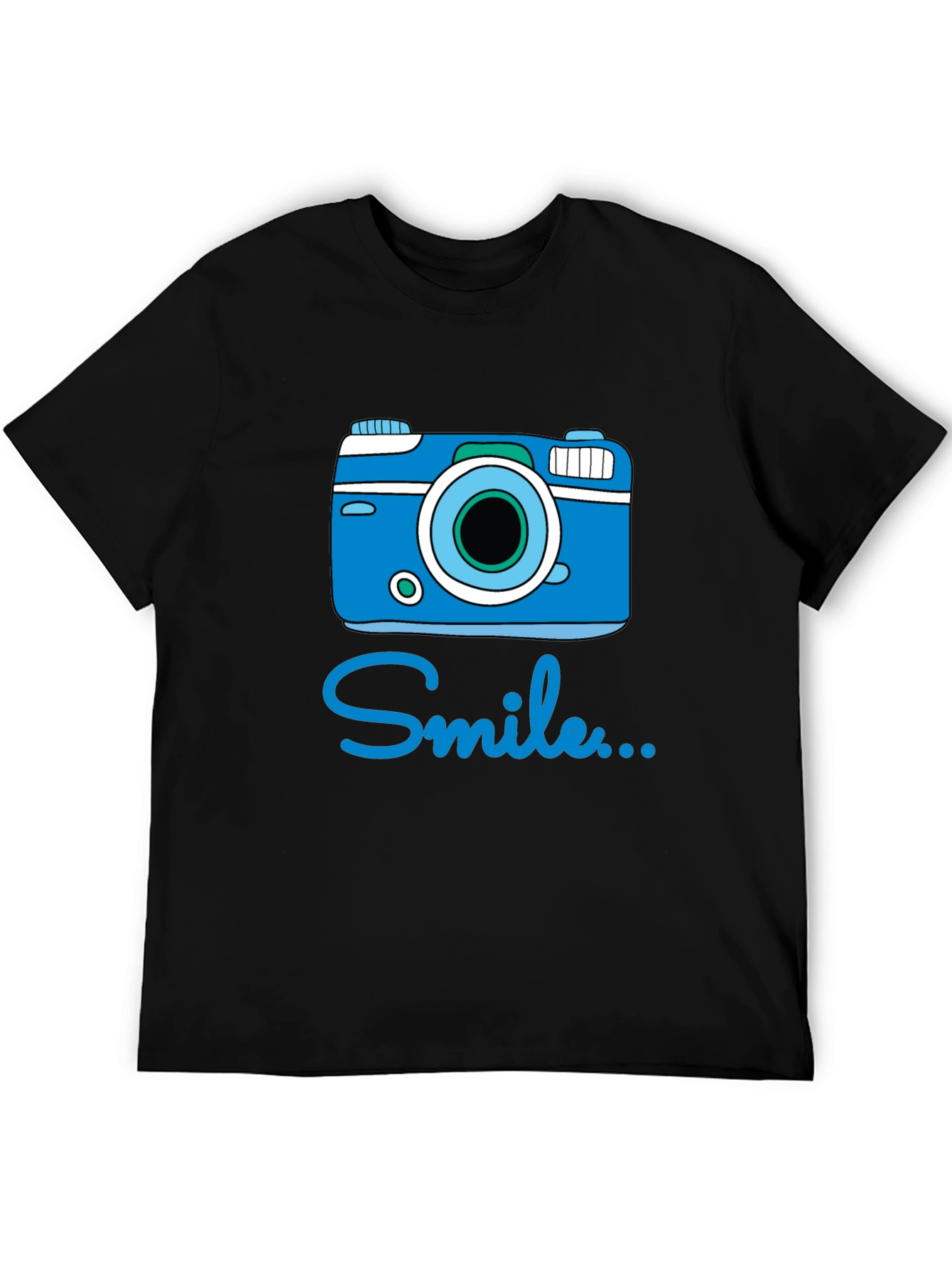 Smile Camera Graphic T-Shirt - Black Cotton Tee