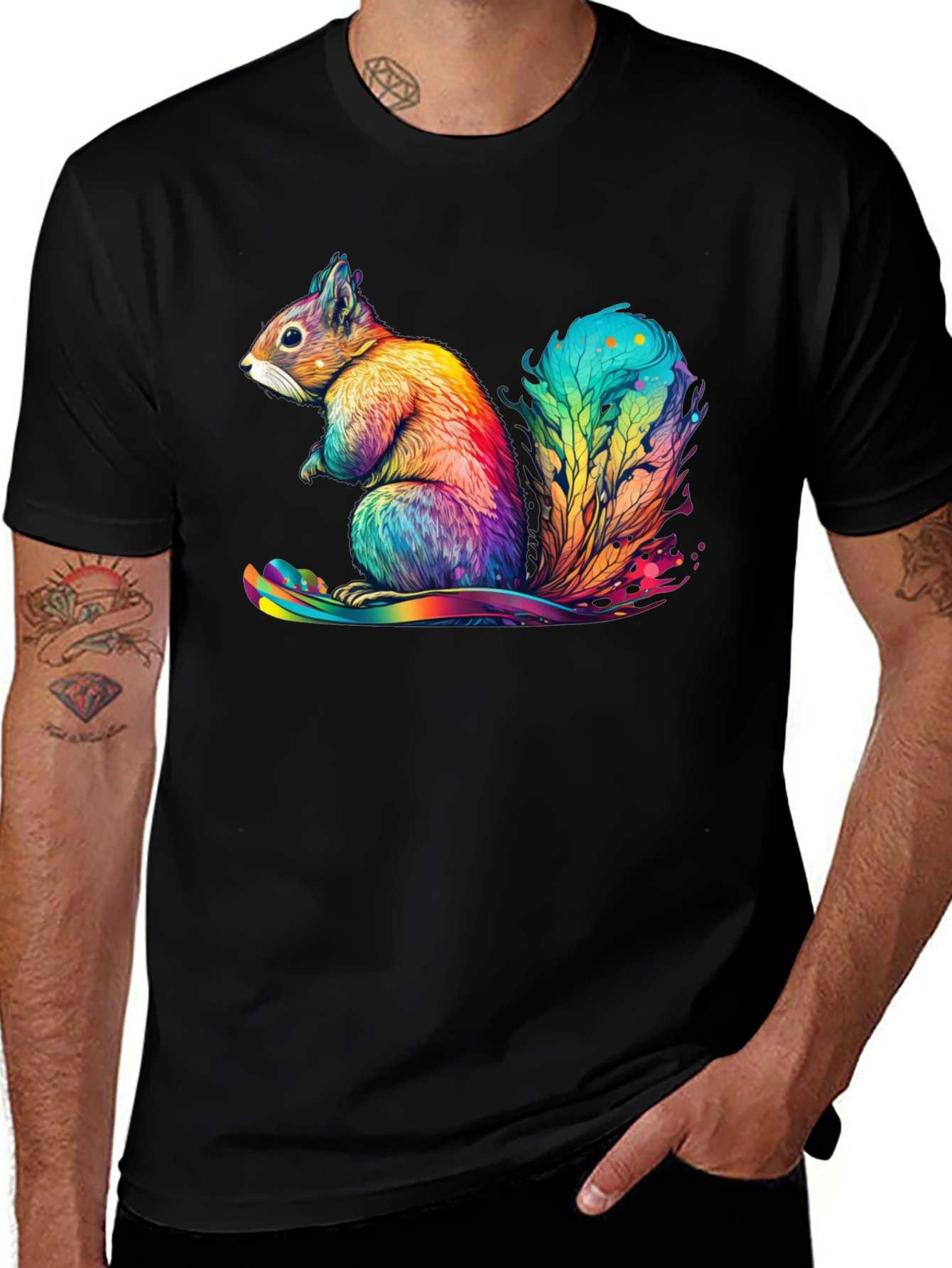 Rainbow Squirrel Graphic T-Shirt