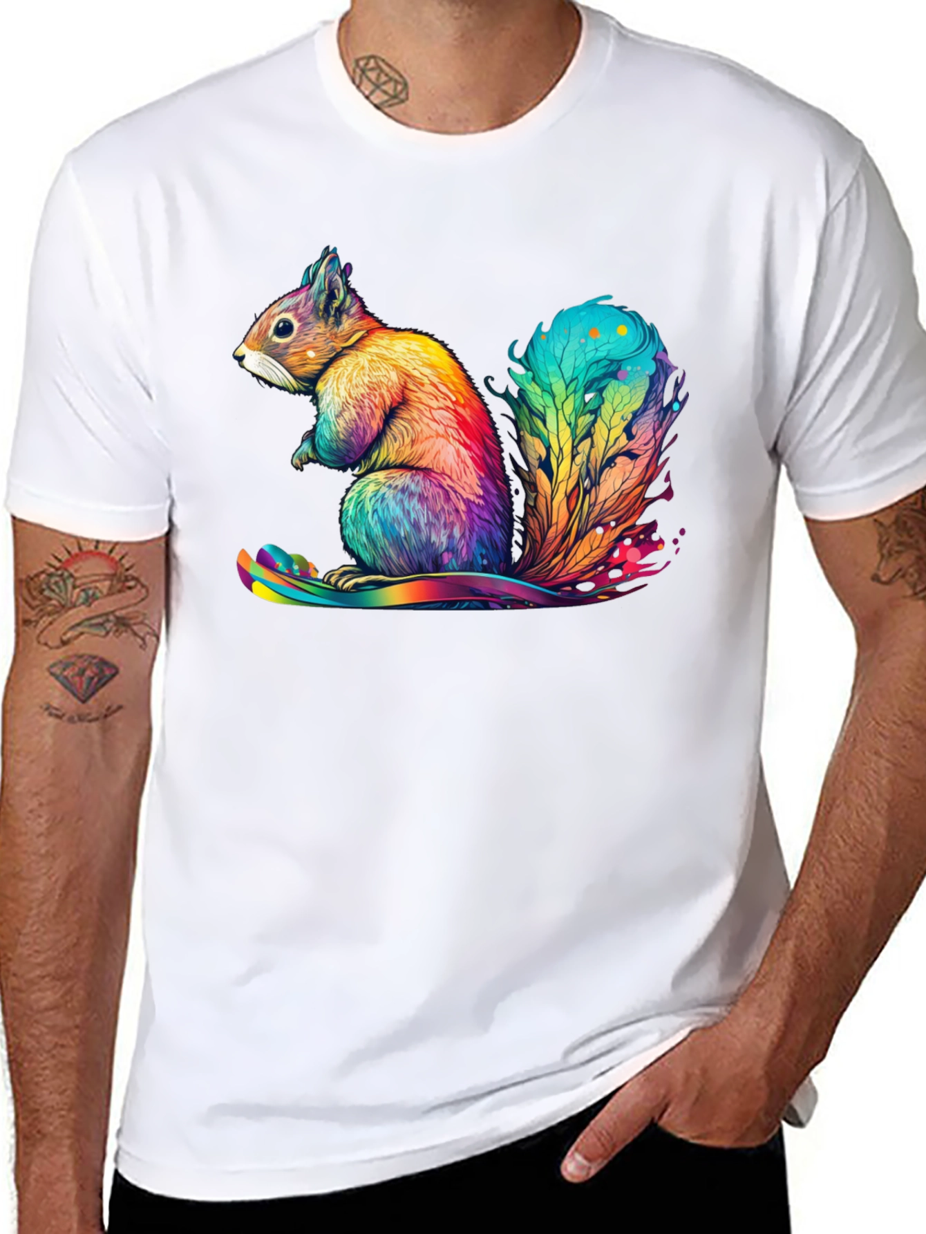 Rainbow Squirrel Graphic T-Shirt